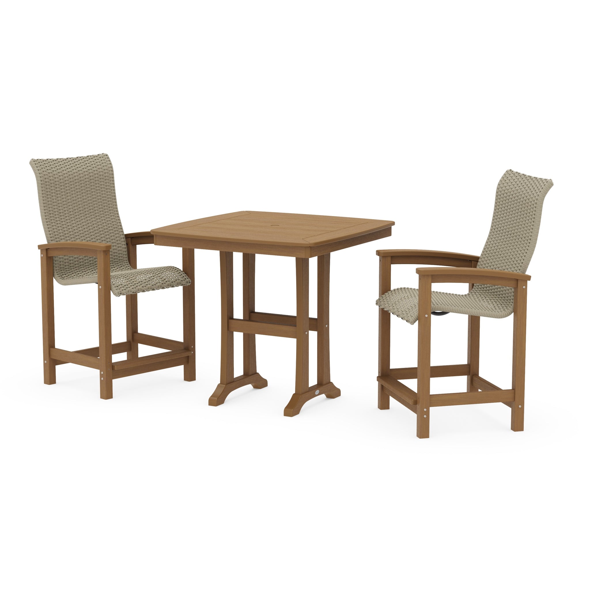 Coastal Woven High-Back 3-Piece Counter Set with Trestle Legs