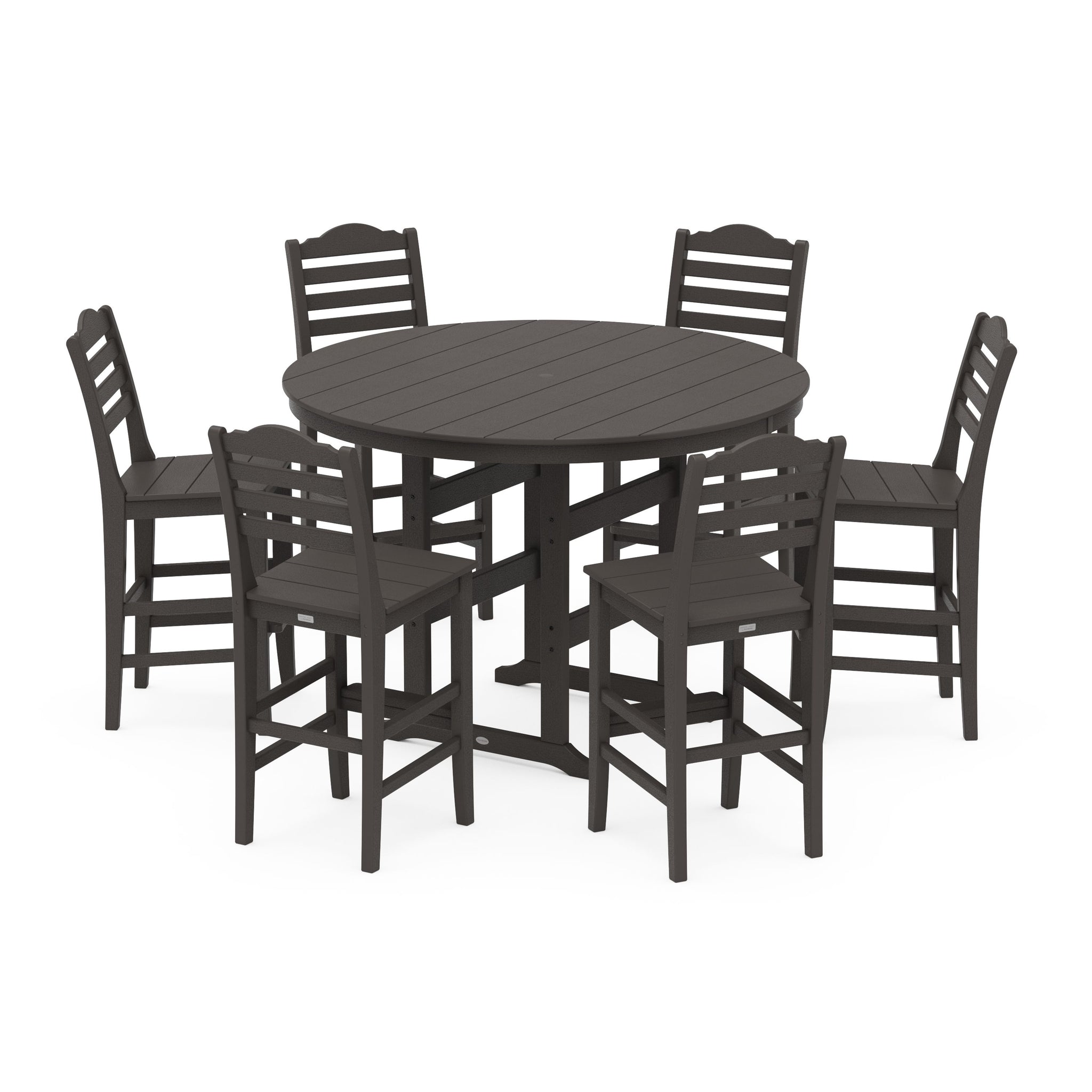 Savannah 7-Piece Farmhouse Side Chair Round Bar Set