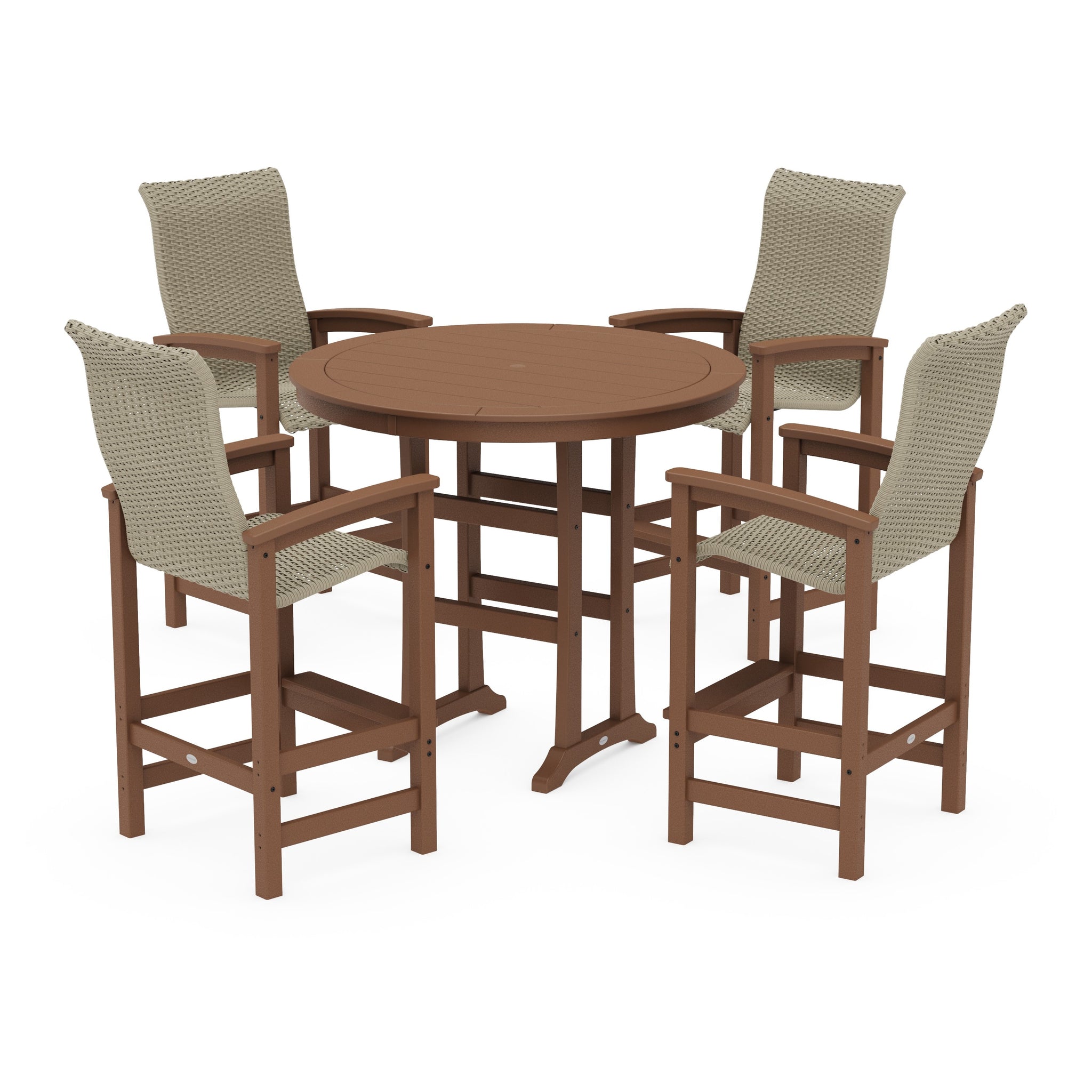 Coastal Woven High-Back 5-Piece Round Bar Set
