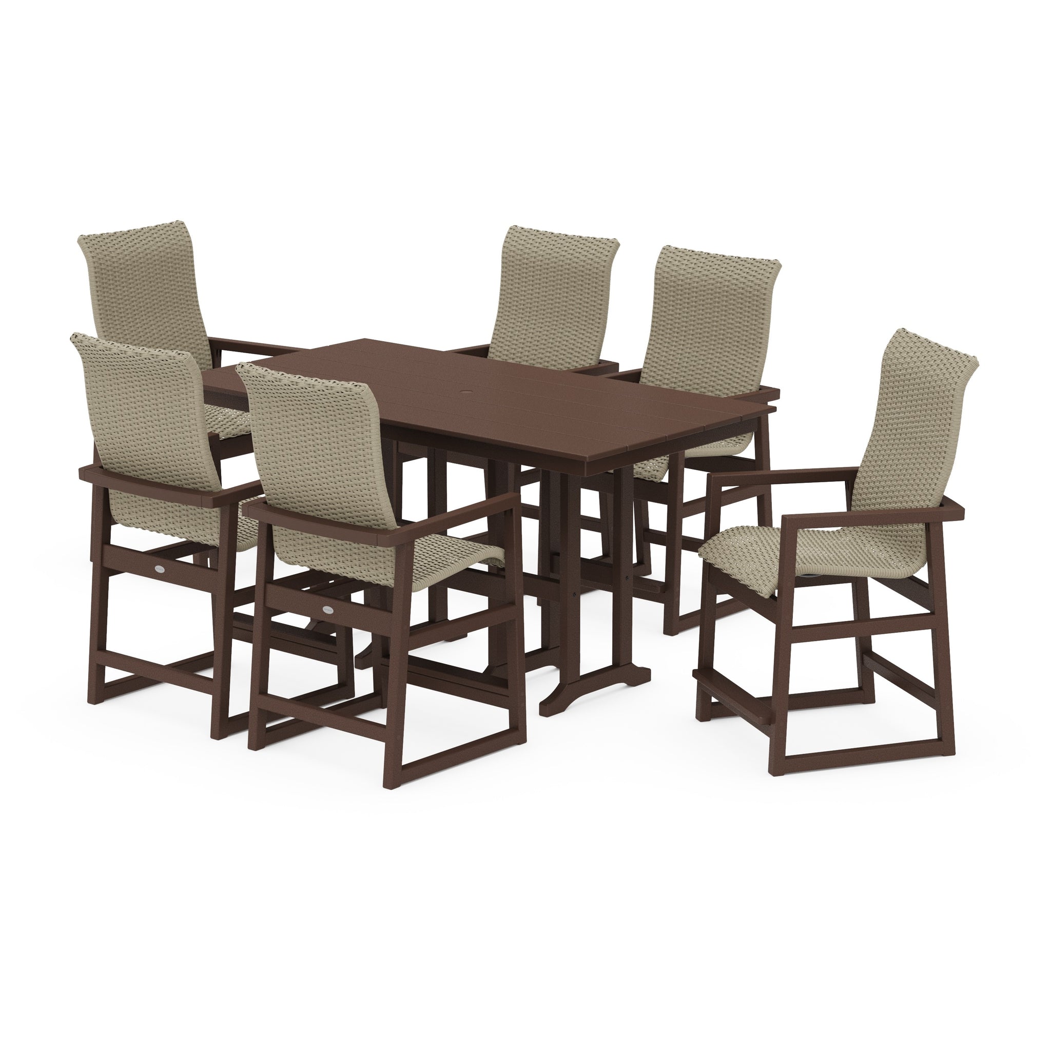 EDGE Woven Highback Arm Chair 7-Piece Farmhouse Counter Set