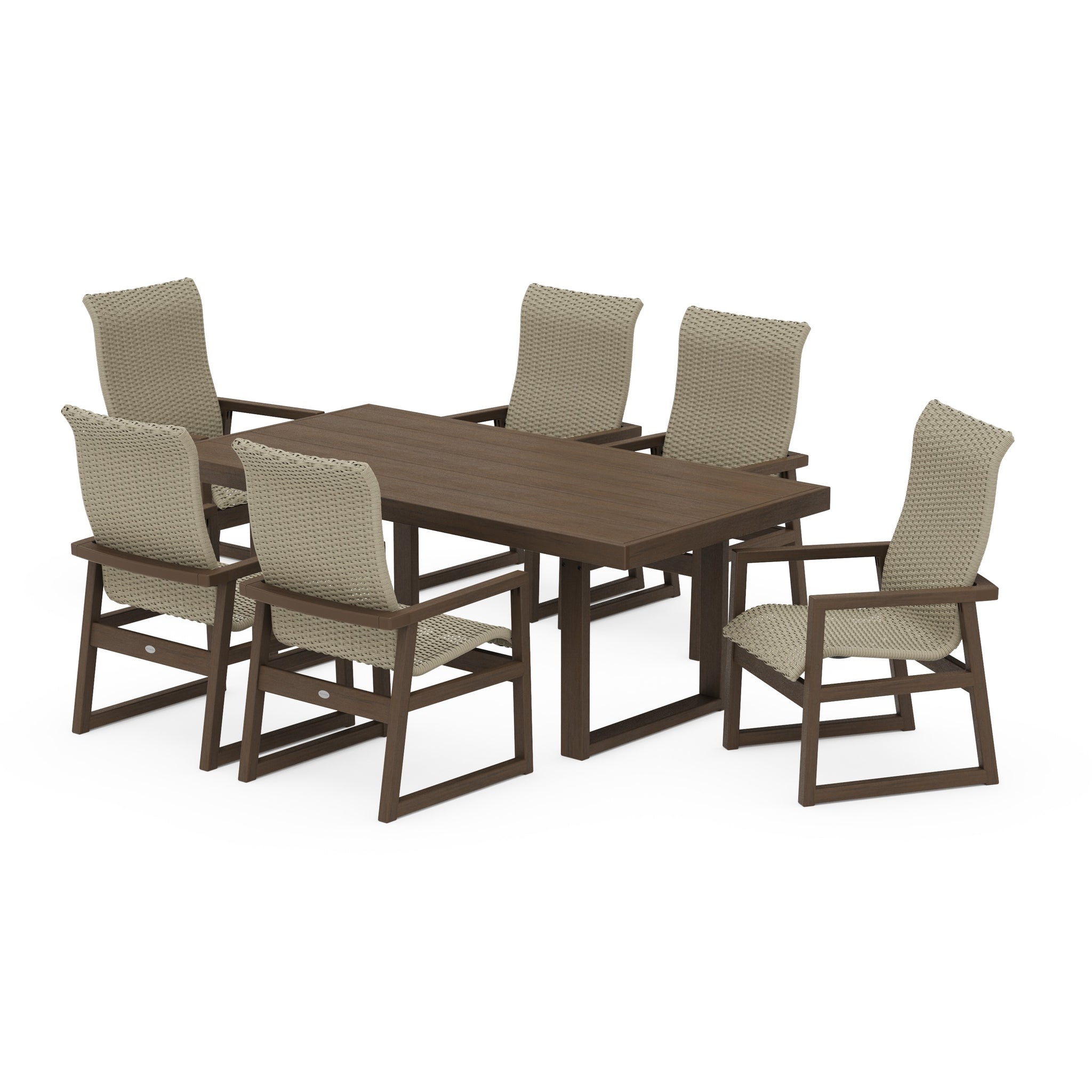 EDGE Woven Highback Arm Chair 7-Piece Dining Set