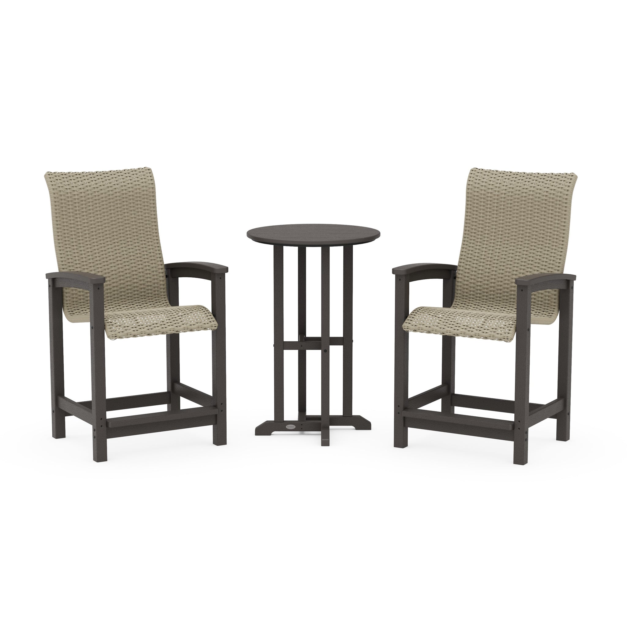 Coastal Woven High-Back 3-Piece Farmhouse Counter Set
