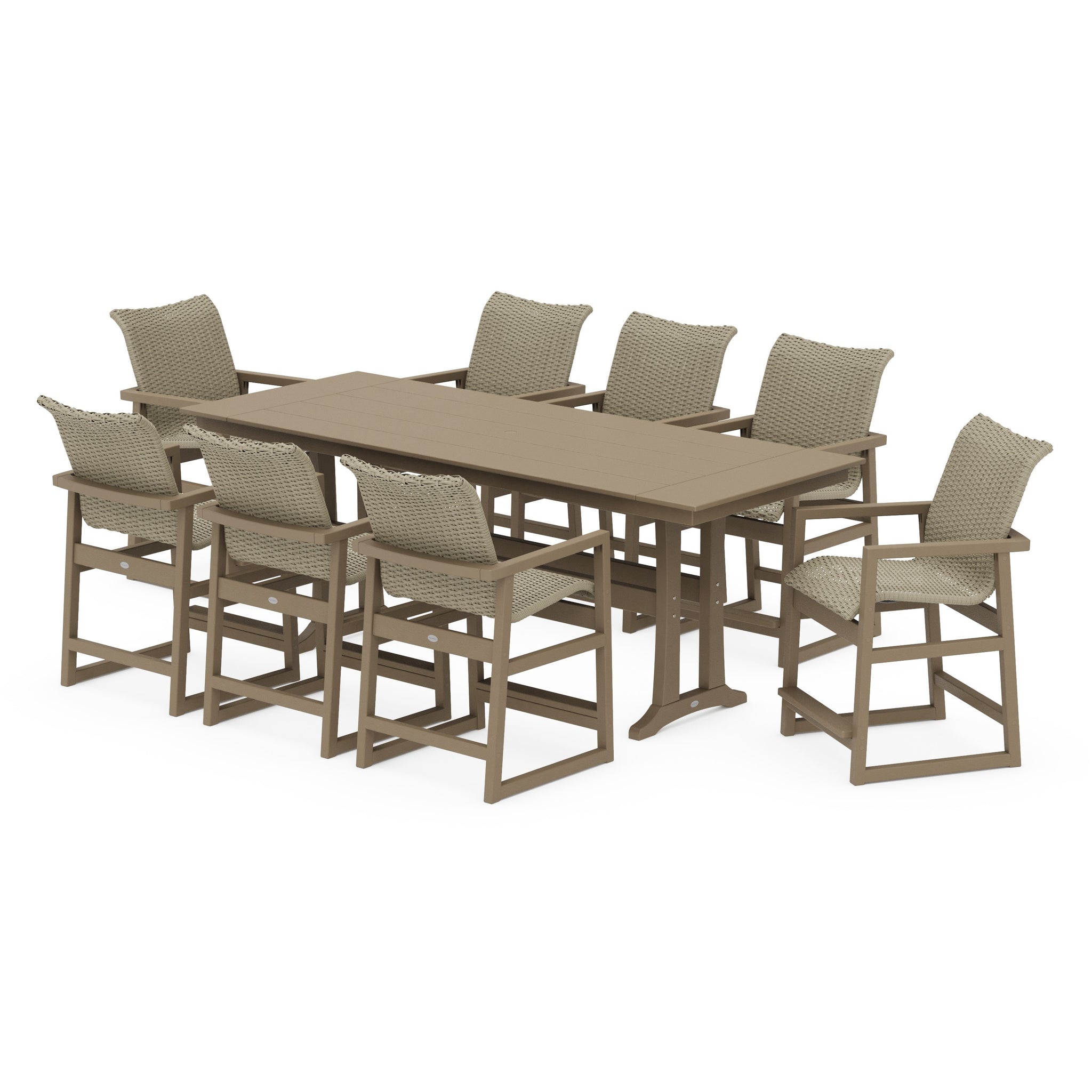 EDGE Woven 9-Piece Farmhouse Counter Set with Trestle Legs