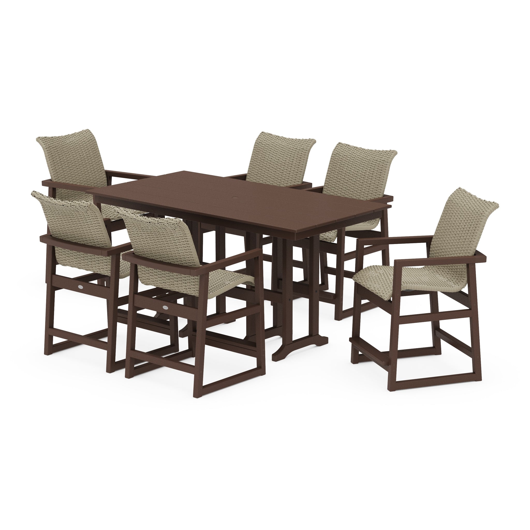 EDGE Woven Arm Chair 7-Piece Farmhouse Counter Set