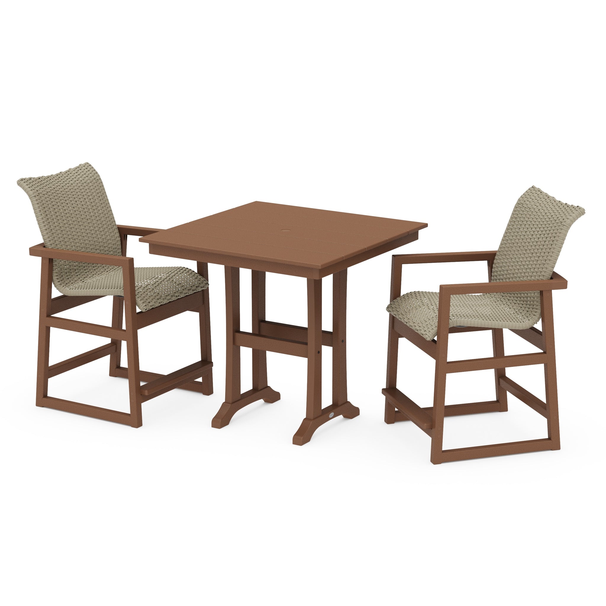 EDGE Woven 3-Piece Farmhouse Counter Set with Trestle Legs