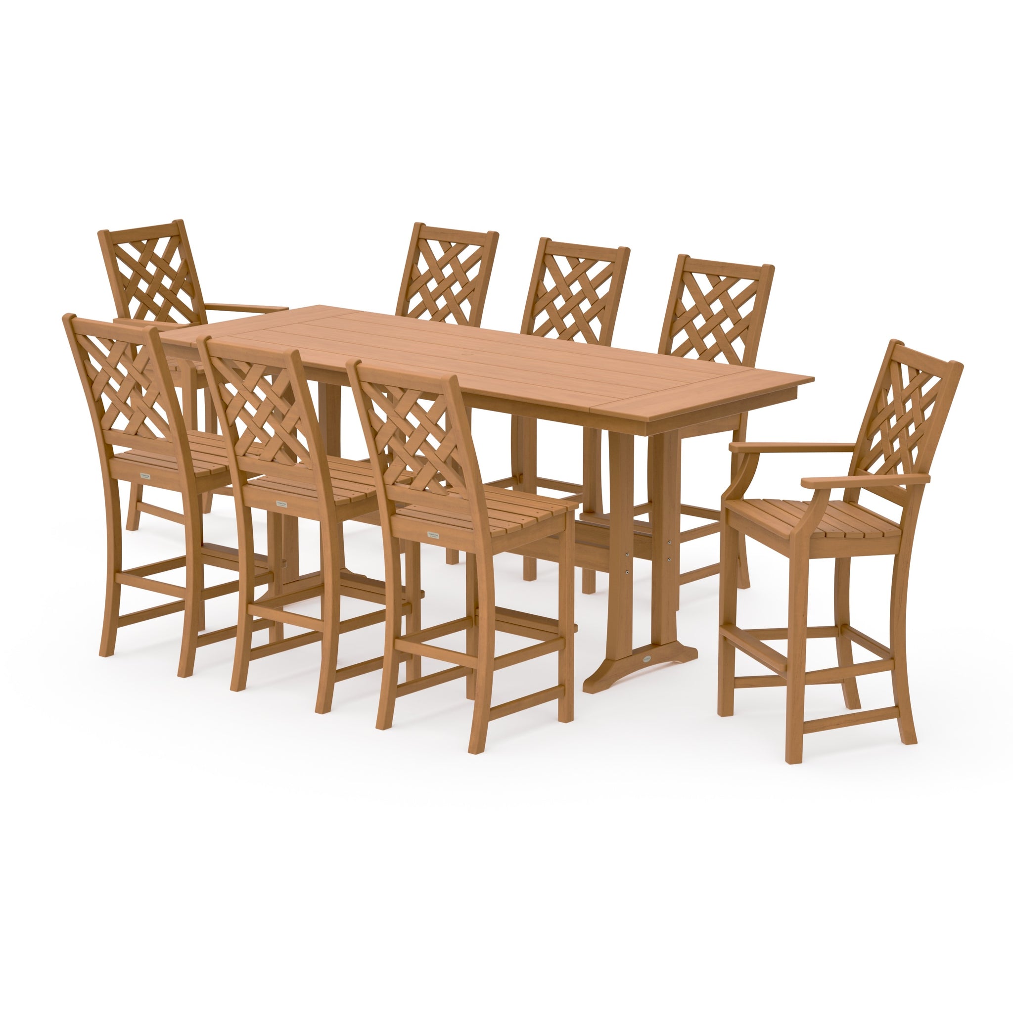 Wovendale 9-Piece Farmhouse Bar Set with Trestle Legs