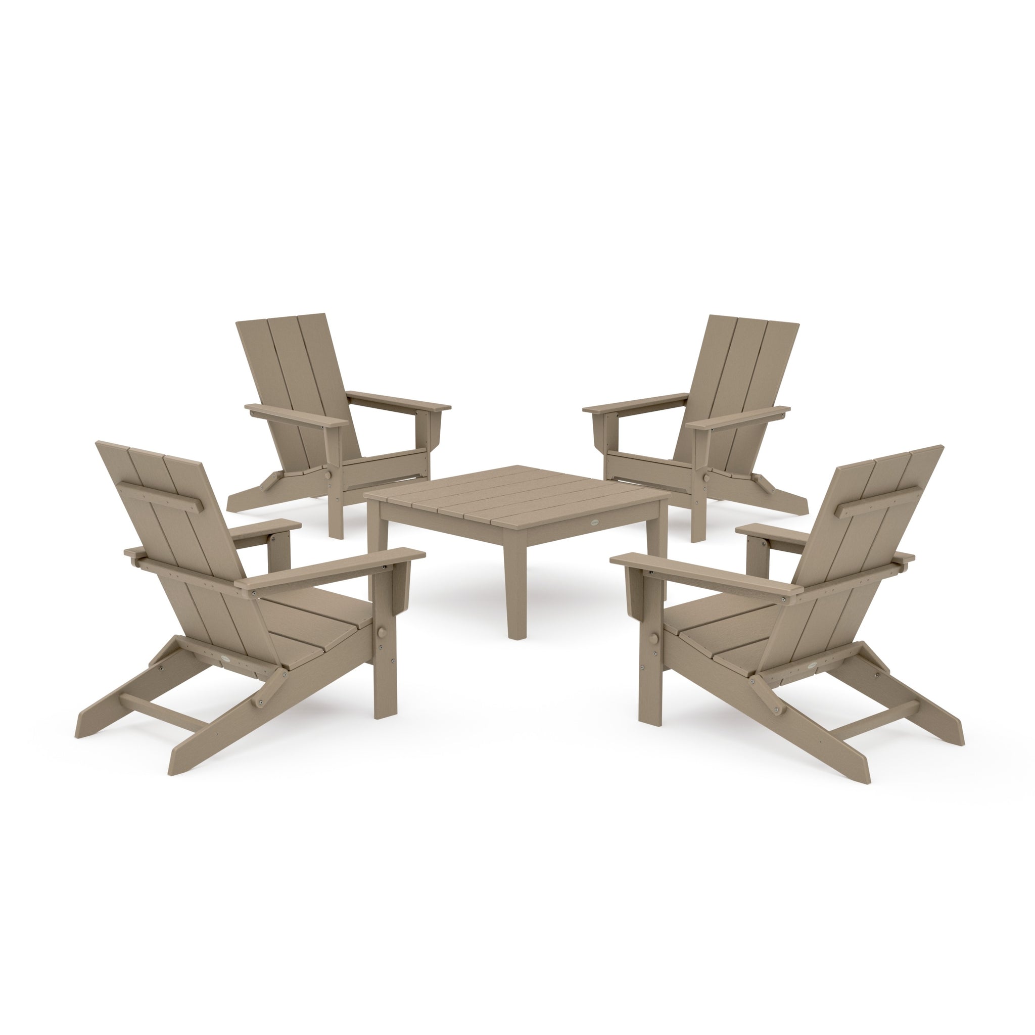 5-Piece Modern Studio Folding Adirondack Chair Conversation Group