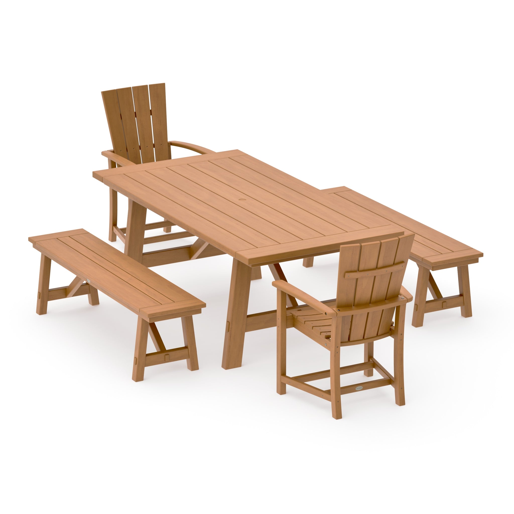 Quattro 5-Piece Rustic Farmhouse Dining Set With Benches