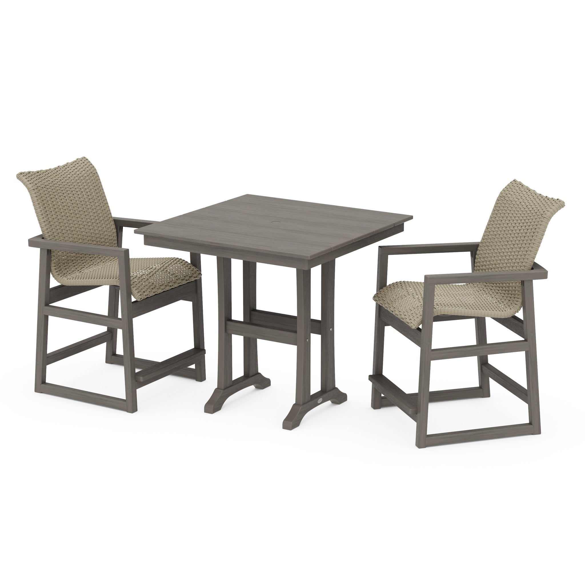 EDGE Woven 3-Piece Farmhouse Counter Set with Trestle Legs