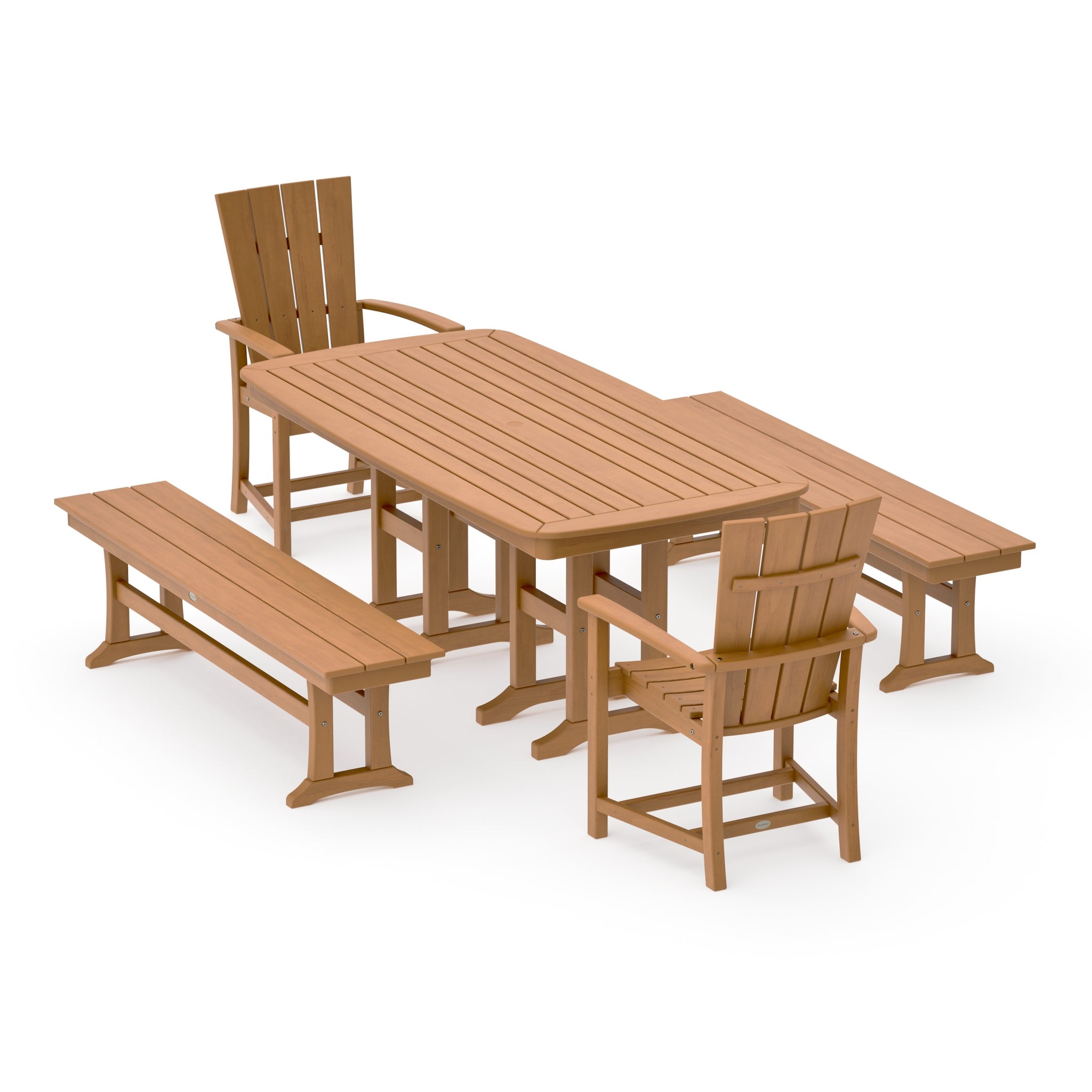 Quattro 5-Piece Farmhouse Dining Set with Benches