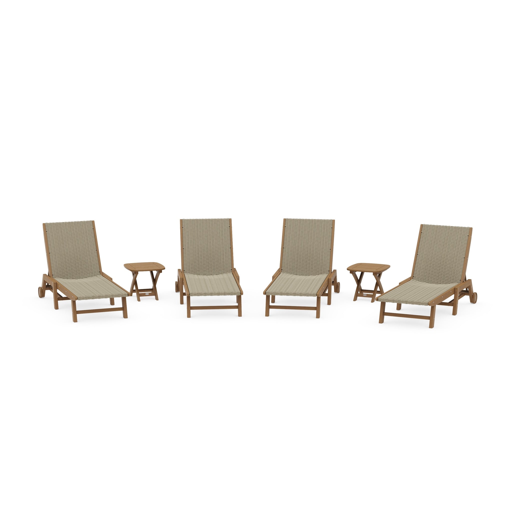 6- Piece Coastal Woven Chaise with Wheels Chaise Lounge Set