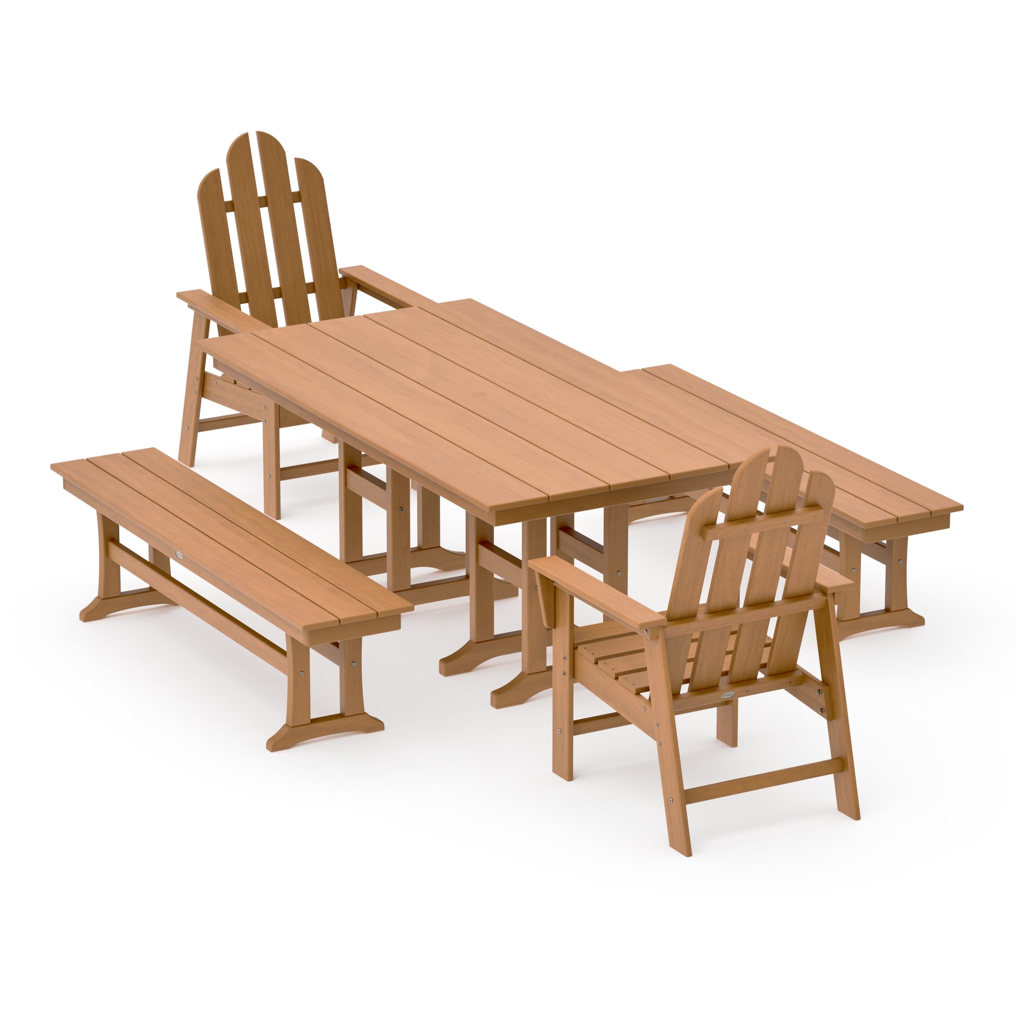 Long Island 5-Piece Farmhouse Dining Set with Benches