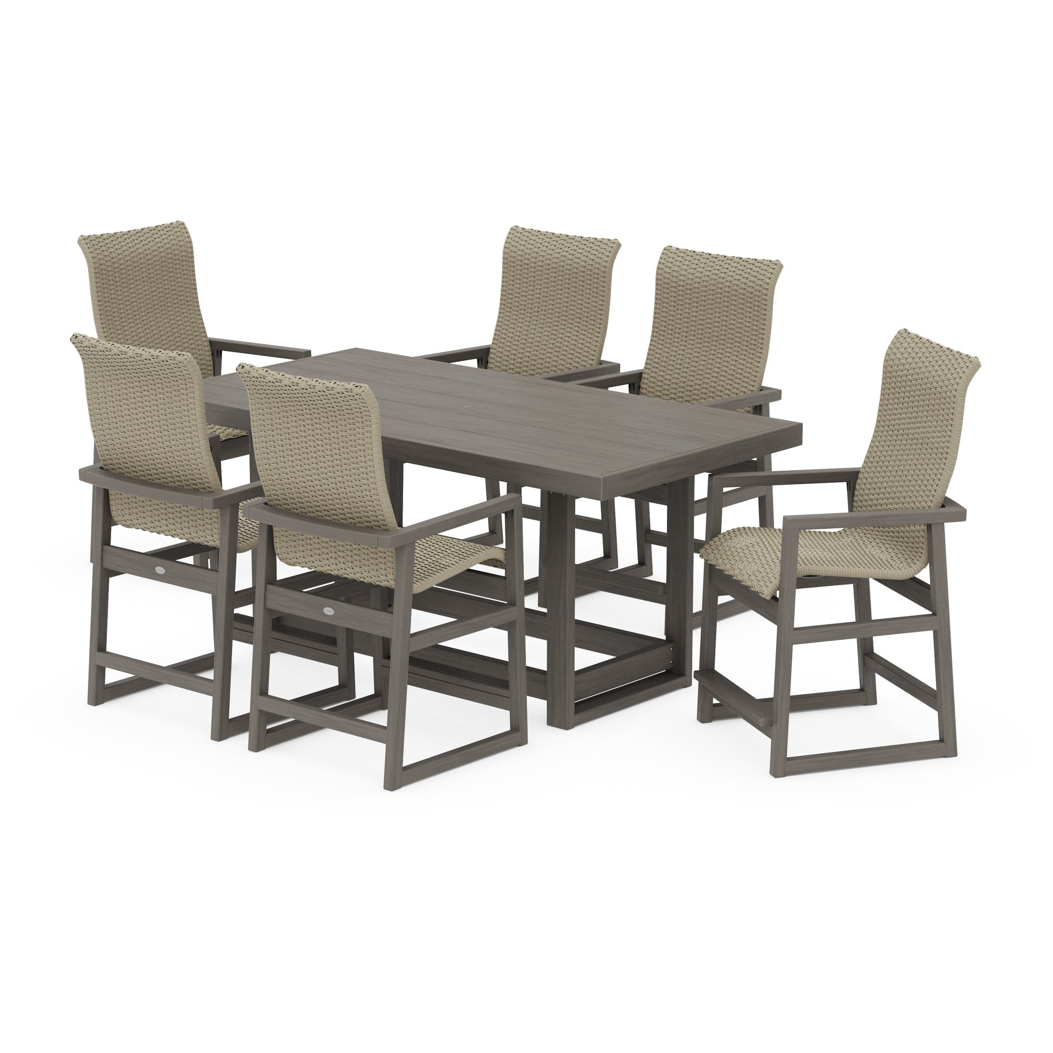 EDGE Woven Highback Arm Chair 7-Piece Counter Set