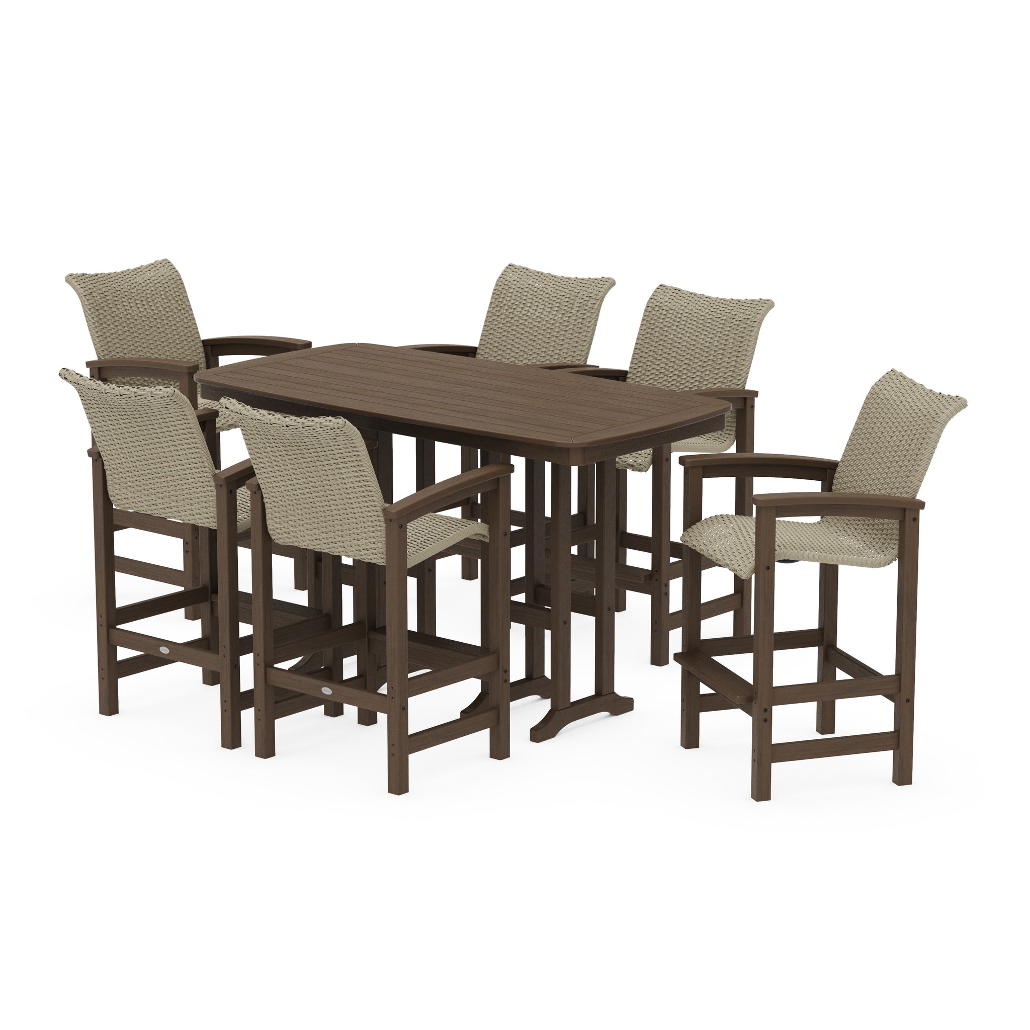 Coastal Woven Arm Chair 7-Piece Bar Set