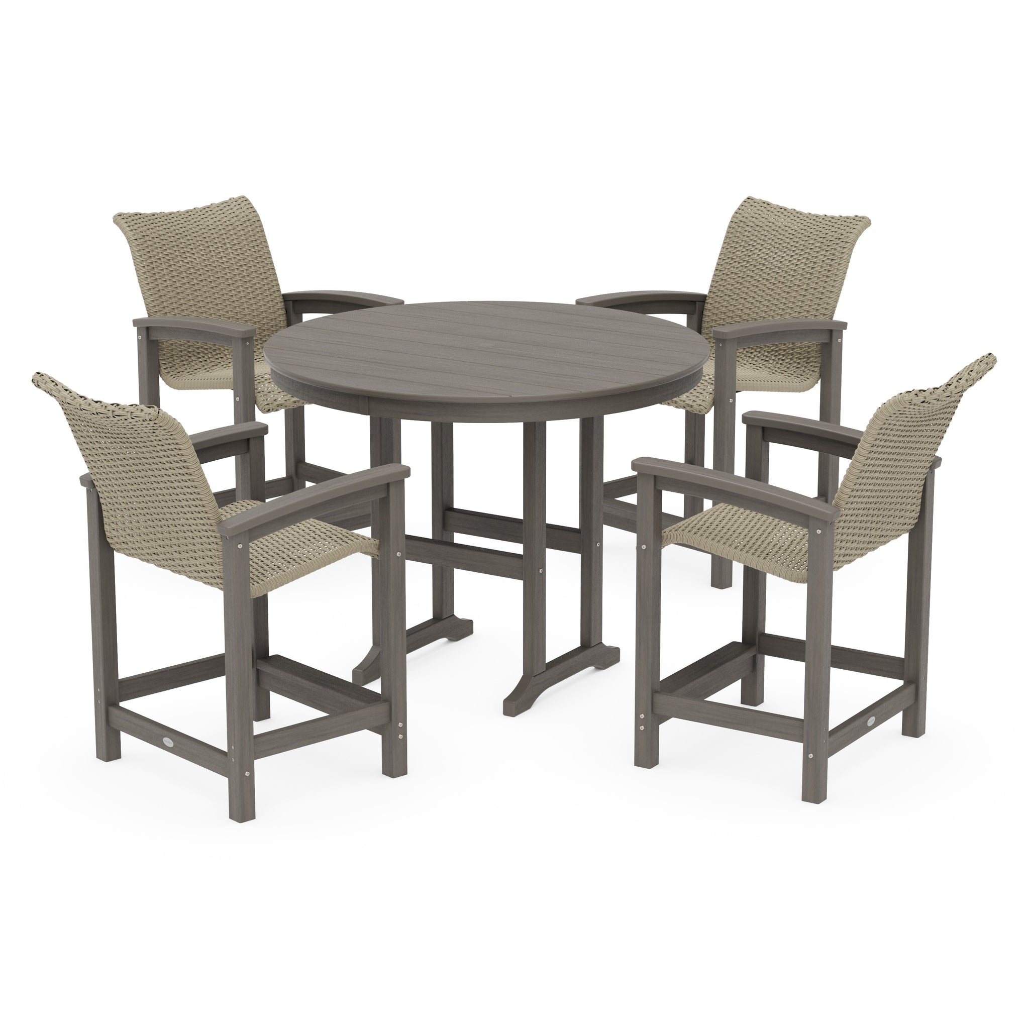Coastal Woven 5-Piece Round Farmhouse Counter Set