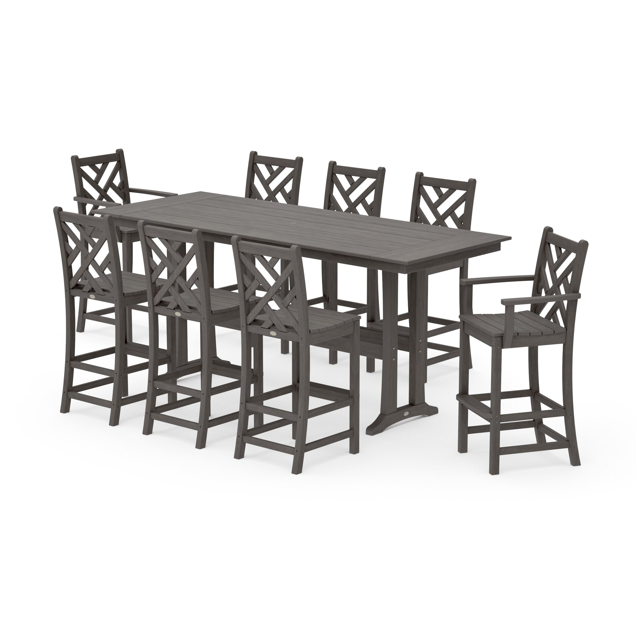 Chippendale 9-Piece Farmhouse Bar Set with Trestle Legs