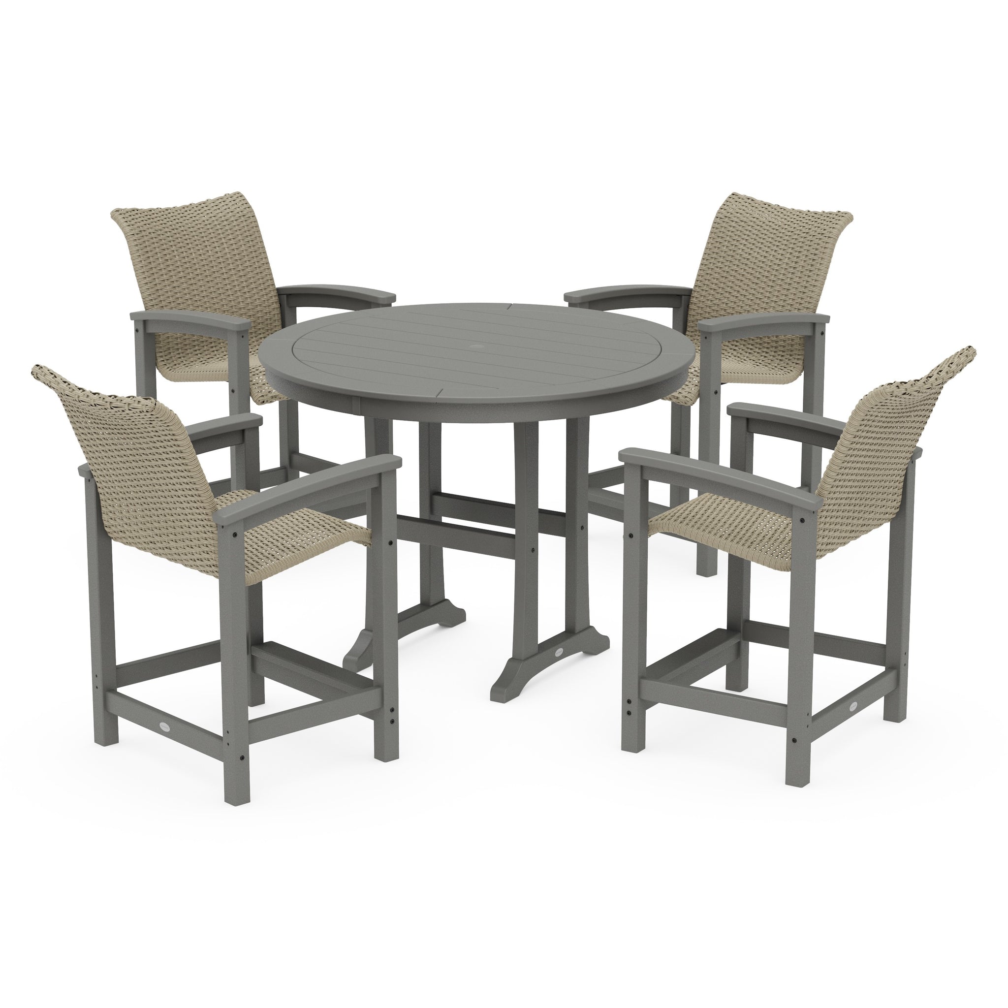 Coastal Woven 5-Piece Round Counter Set