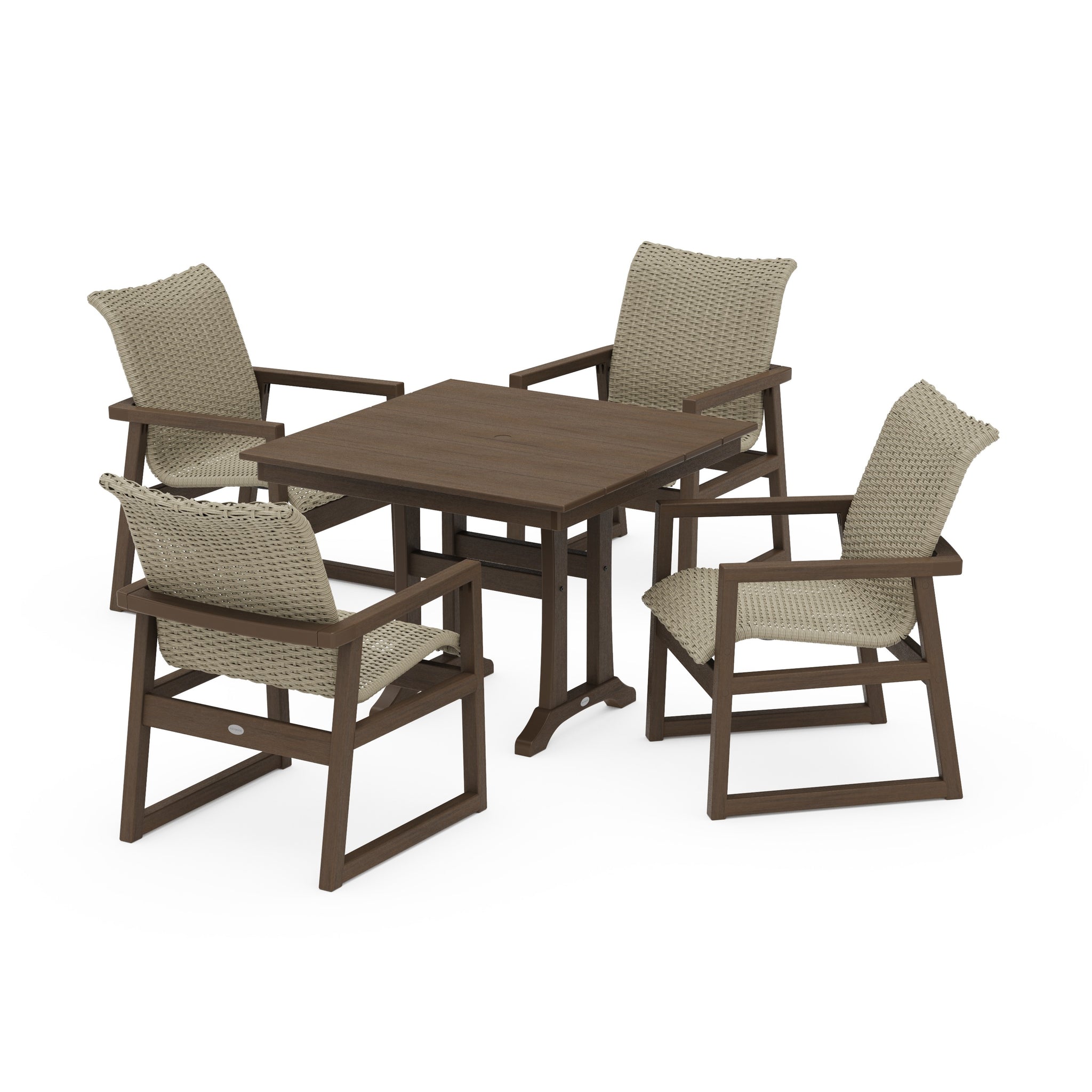 EDGE Woven 5-Piece Farmhouse Dining Set with Trestle Legs