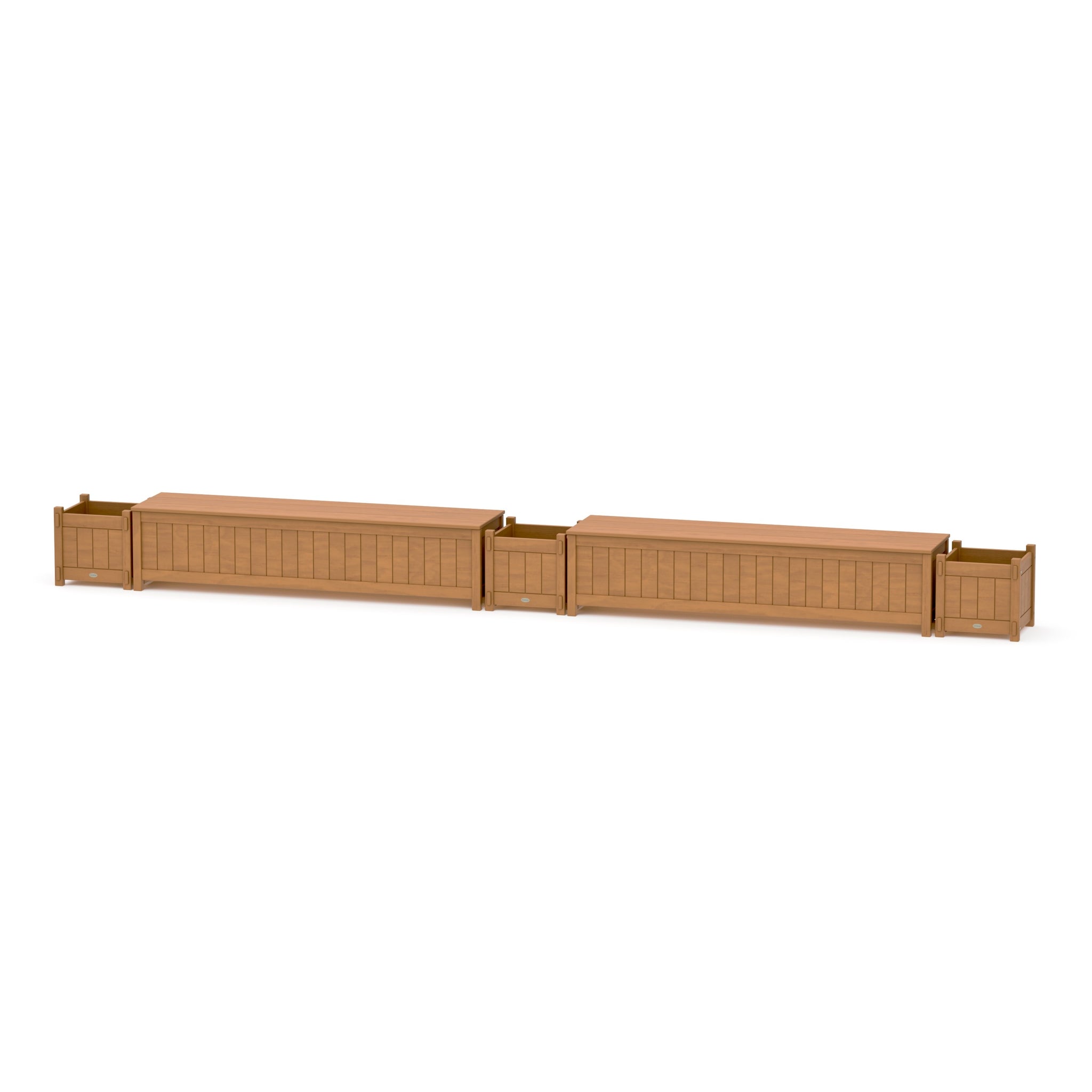 72" Vineyard Straight Double Planter Storage Bench Set