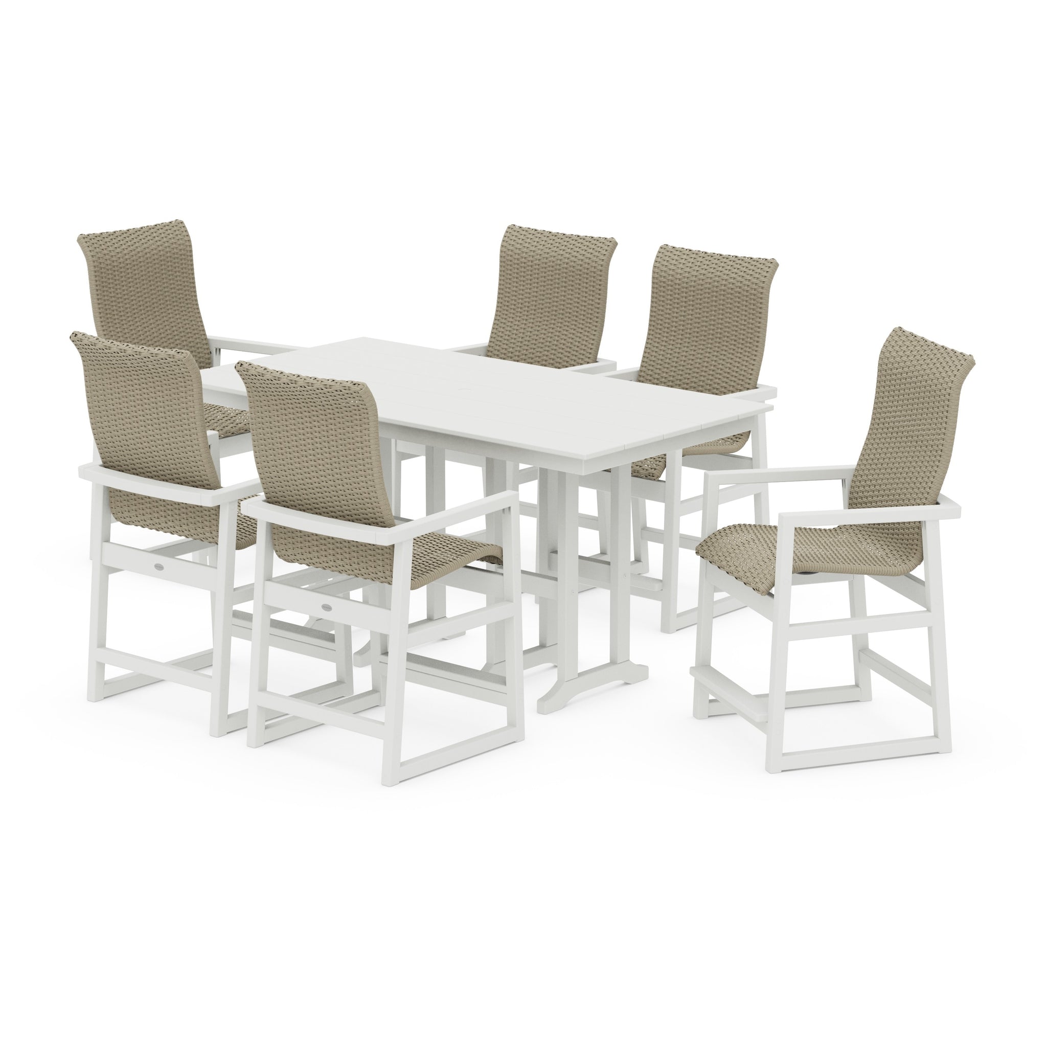 EDGE Woven Highback Arm Chair 7-Piece Farmhouse Counter Set