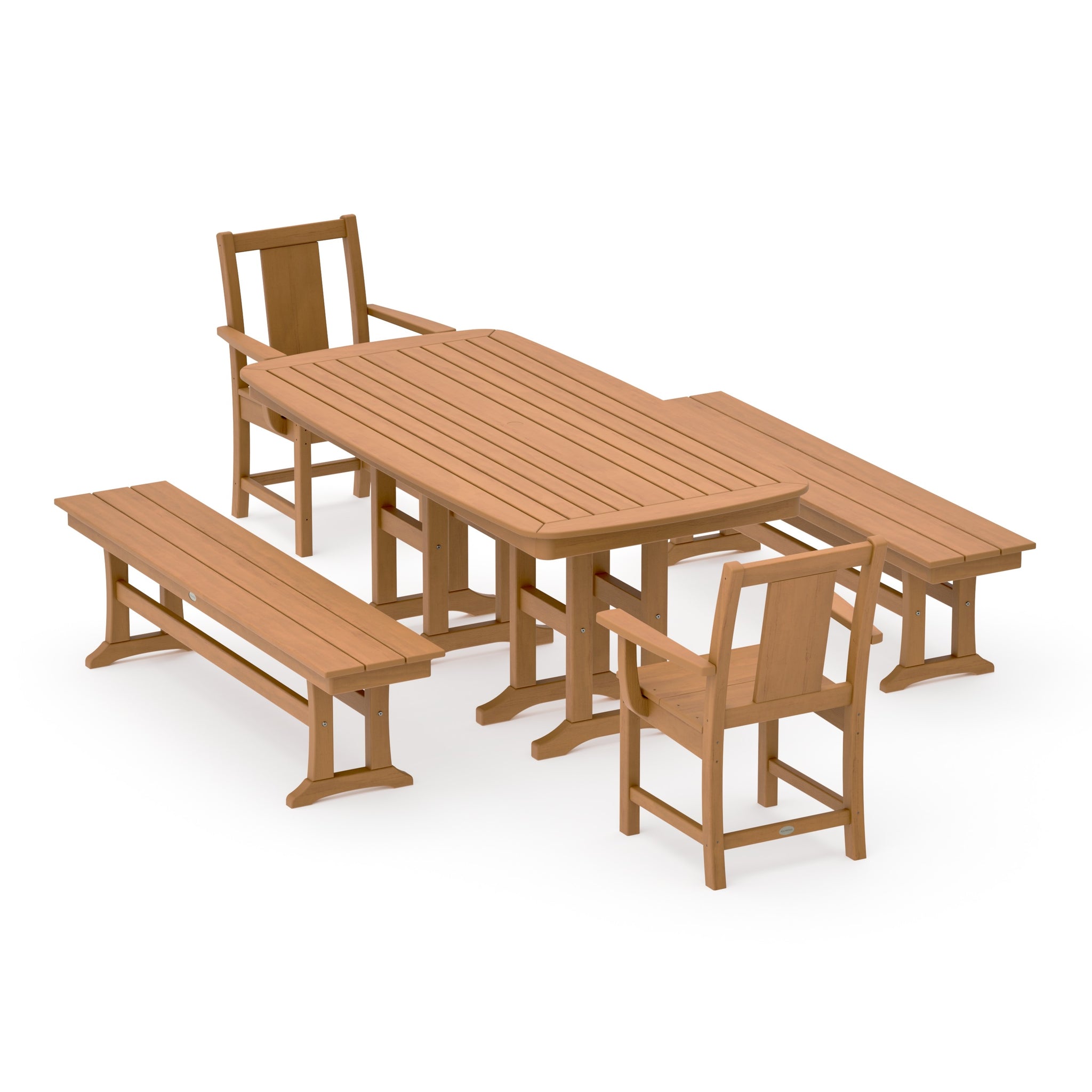 Prairie 5-Piece Dining Set with Benches