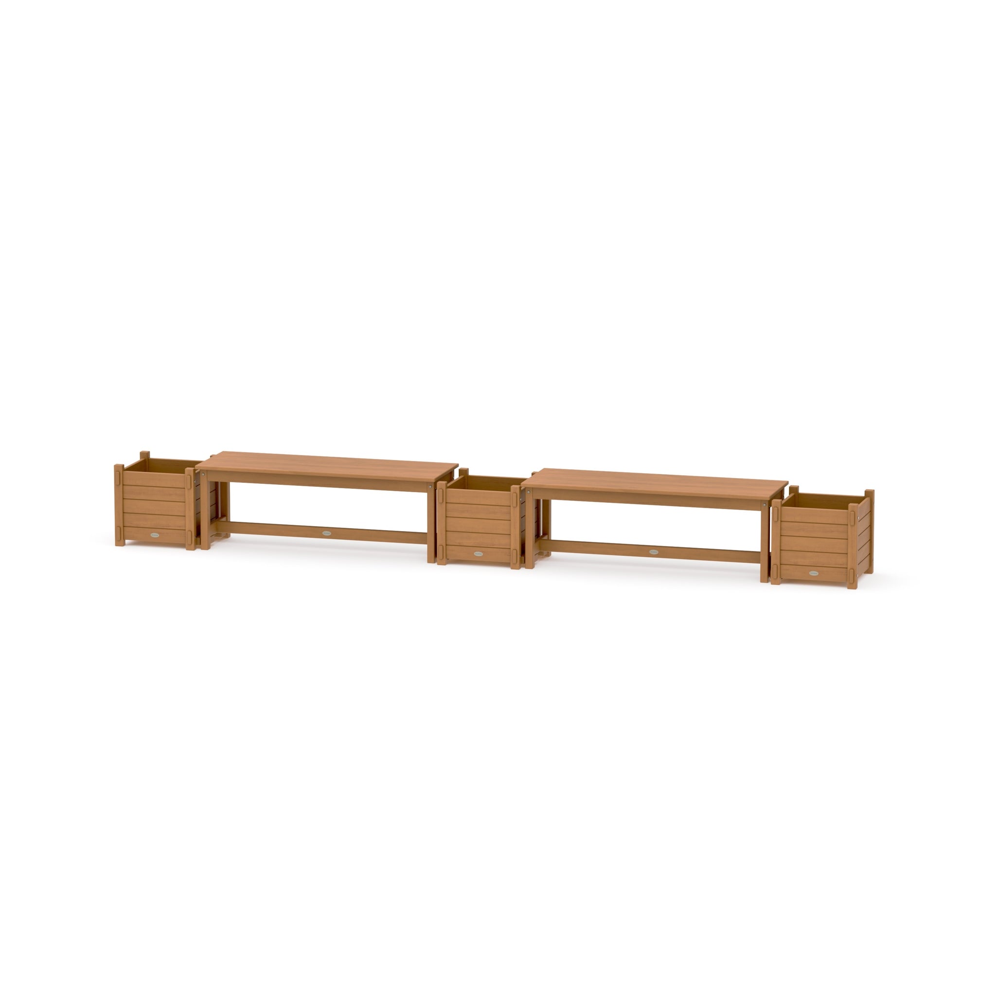 48" Nautical Straight Double Planter Bench Set