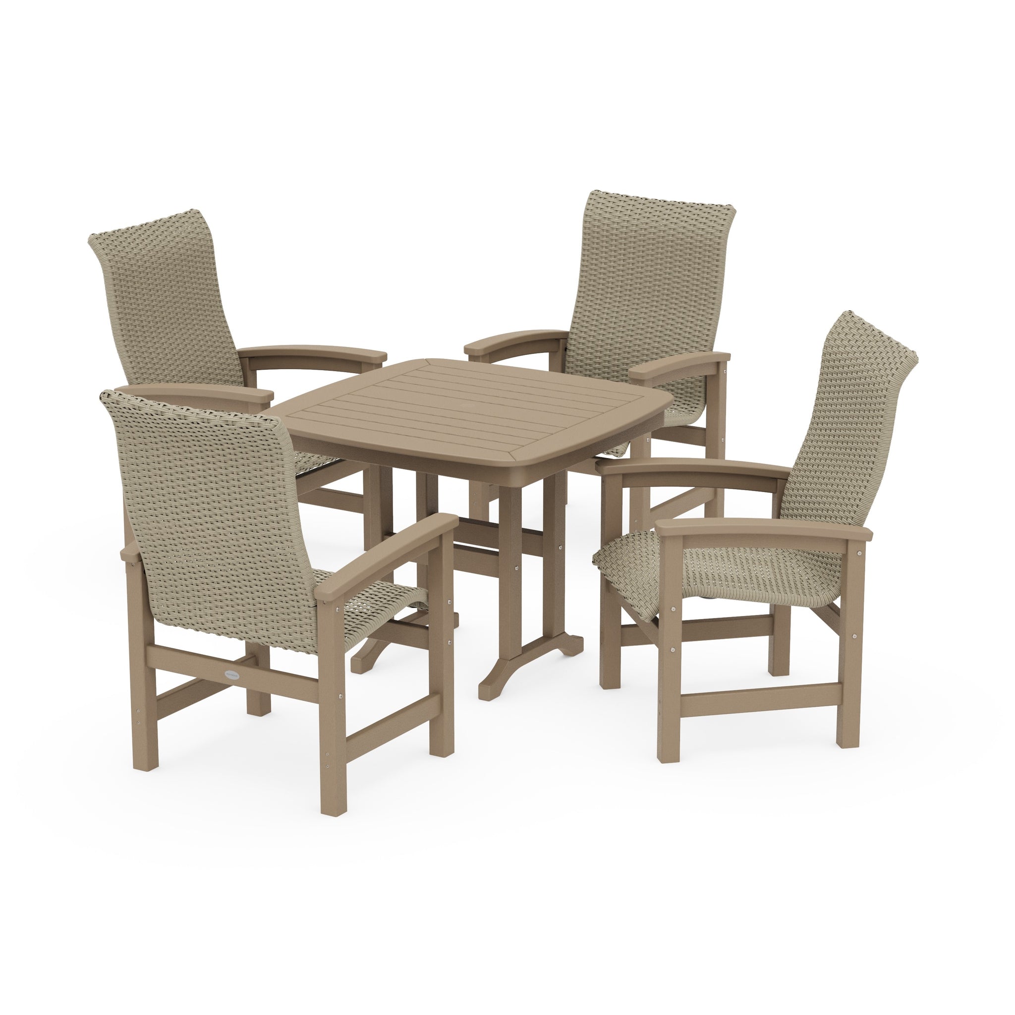 Coastal Woven High-Back 5-Piece Dining Set