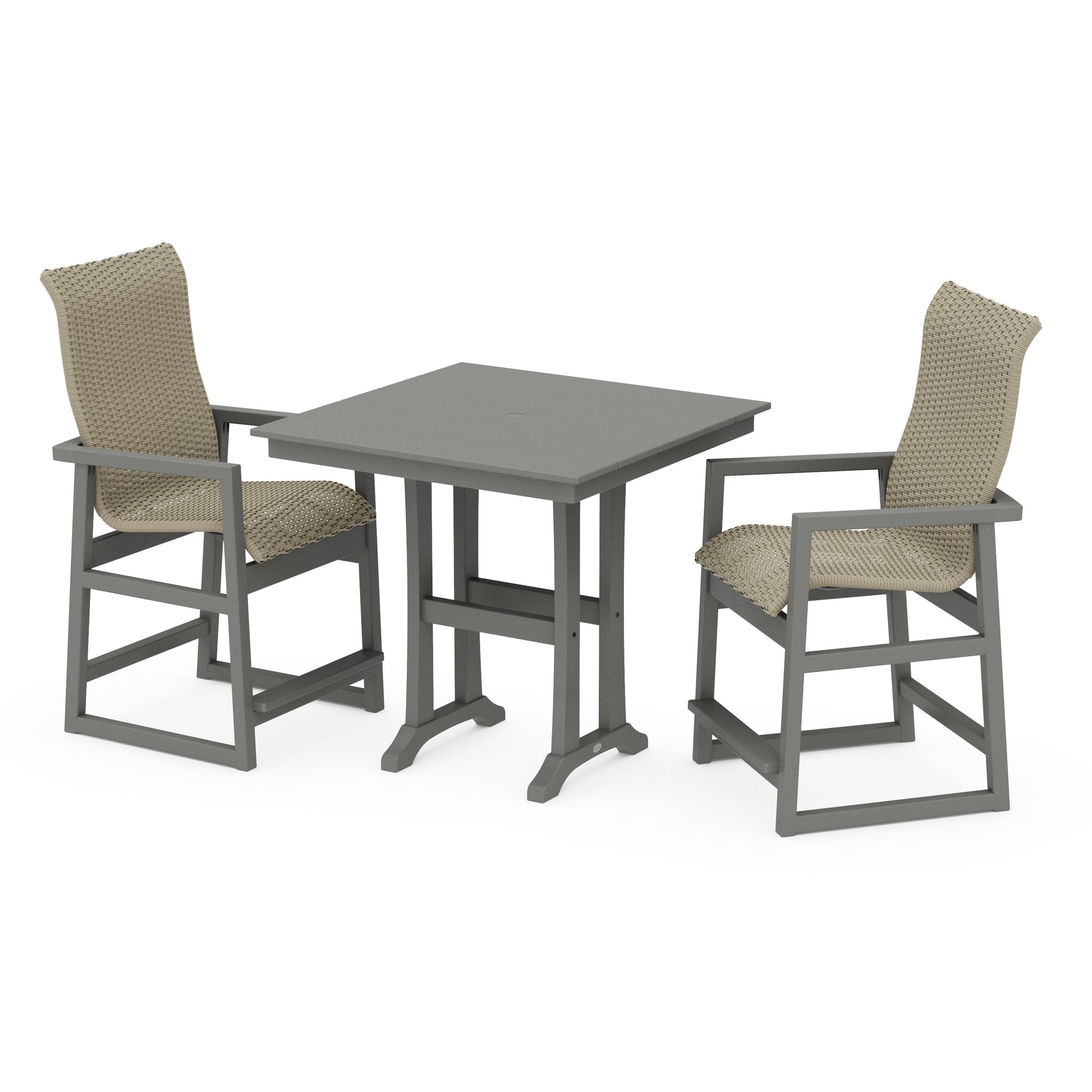 EDGE Woven Highback 3-Piece Farmhouse Counter Set with Trestle Legs