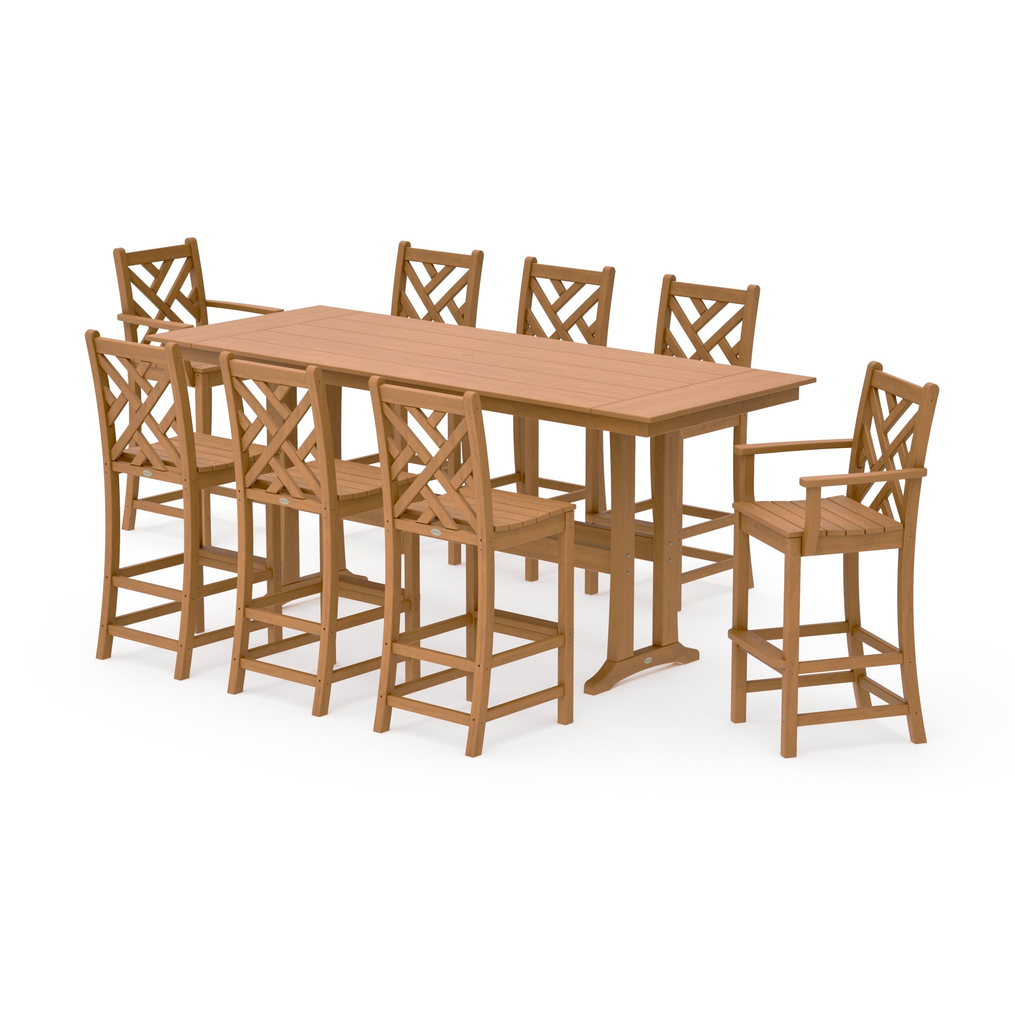 Chippendale 9-Piece Farmhouse Bar Set with Trestle Legs