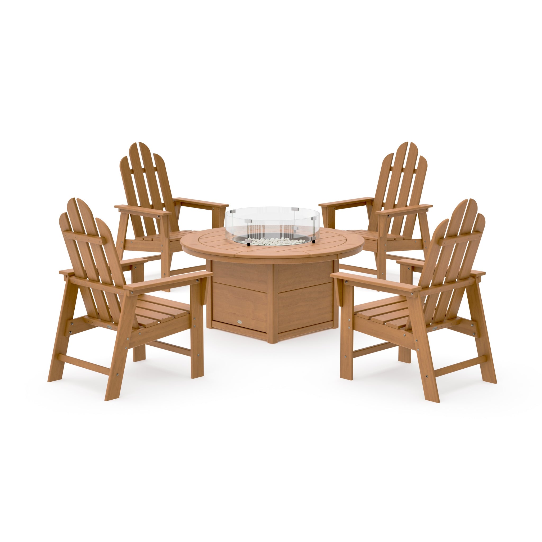 Long Island 4-Piece Upright Adirondack Conversation Set with Fire Pit Table