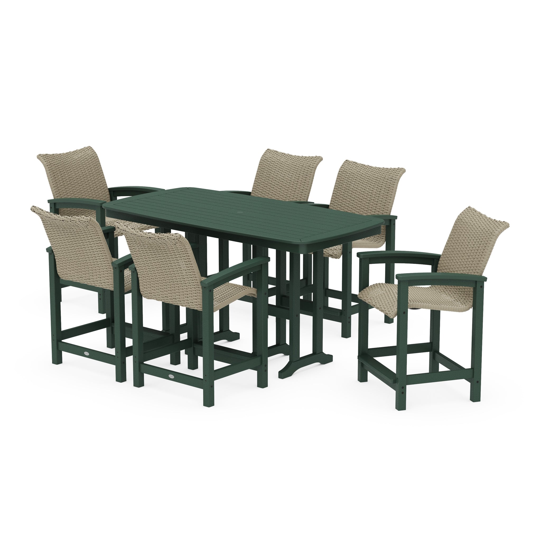 Coastal Woven Arm Chair 7-Piece Counter Set