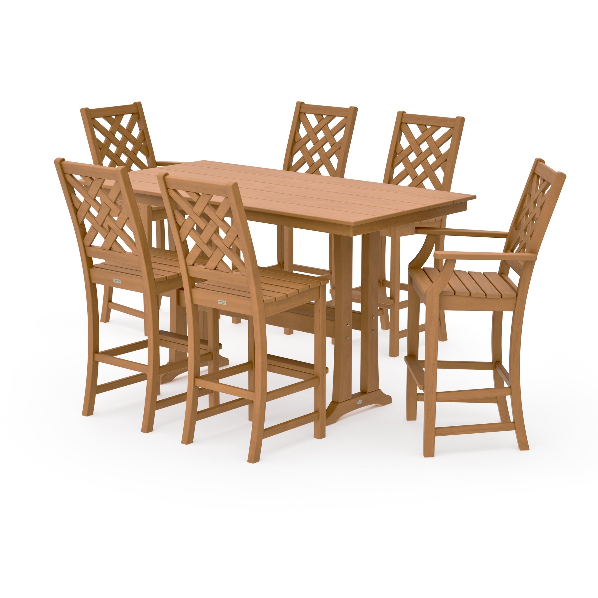Wovendale 7-Piece Farmhouse Bar Set with Trestle Legs