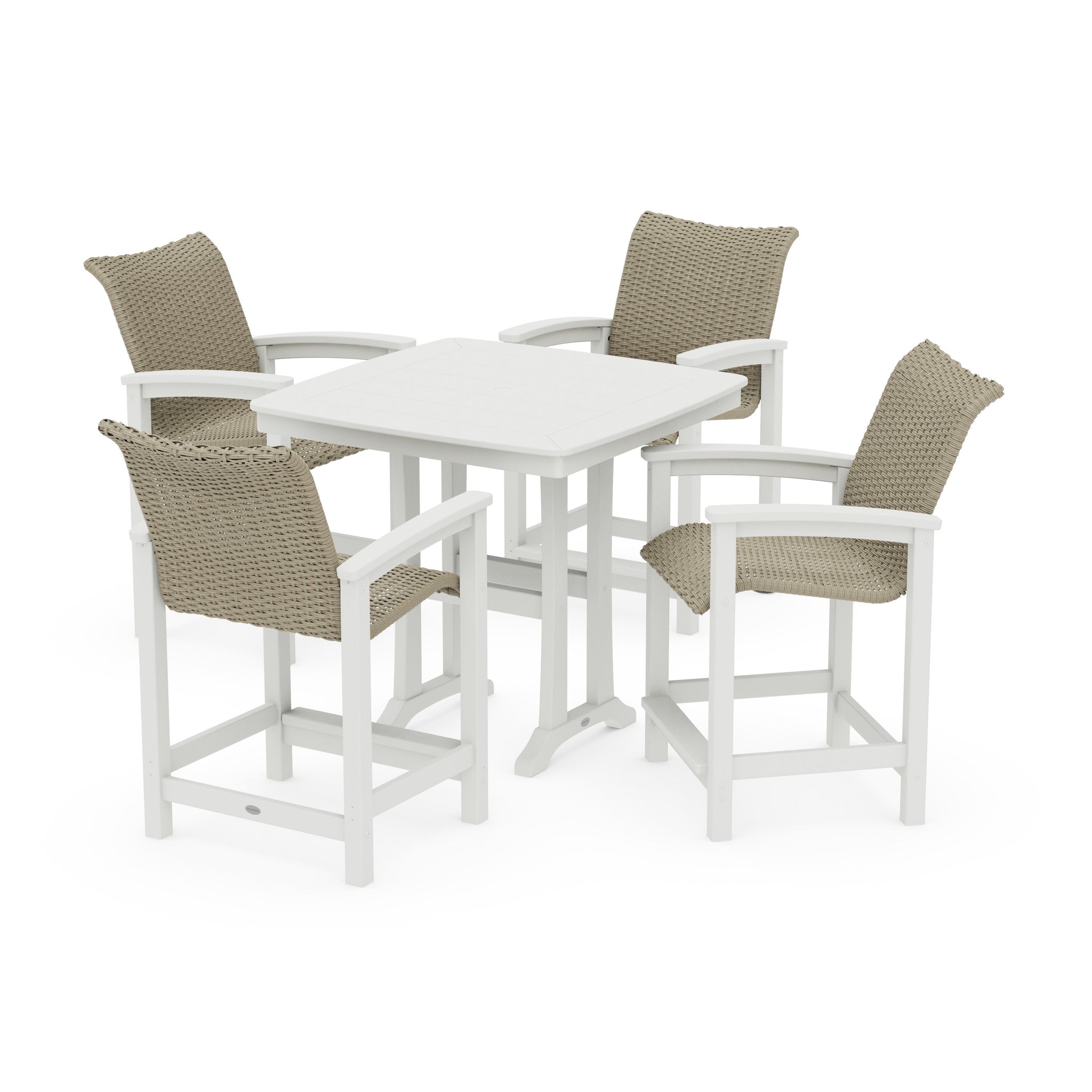 Coastal Woven 5-Piece Counter Set with Trestle Legs
