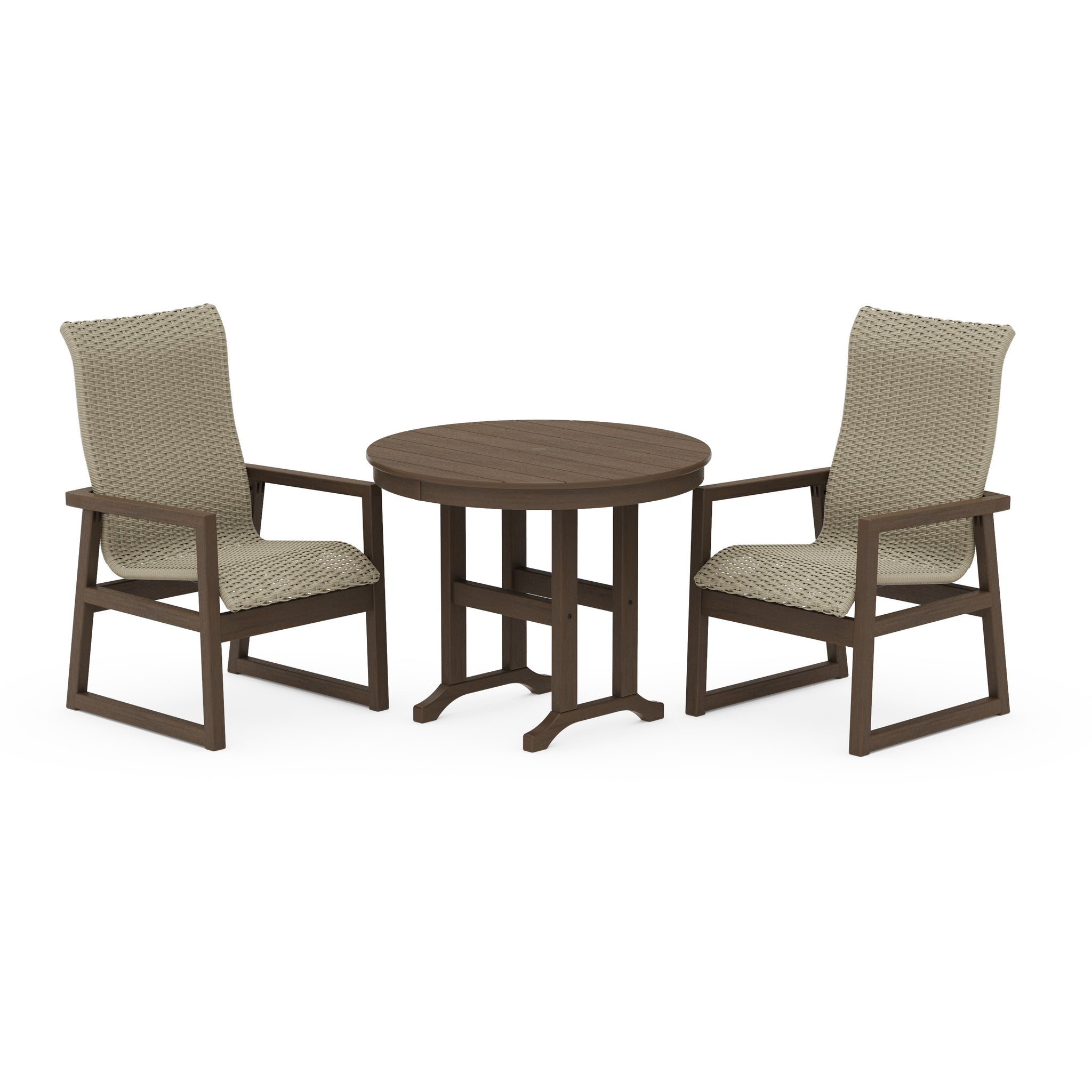 EDGE Woven Highback 3-Piece Farmhouse Dining Set
