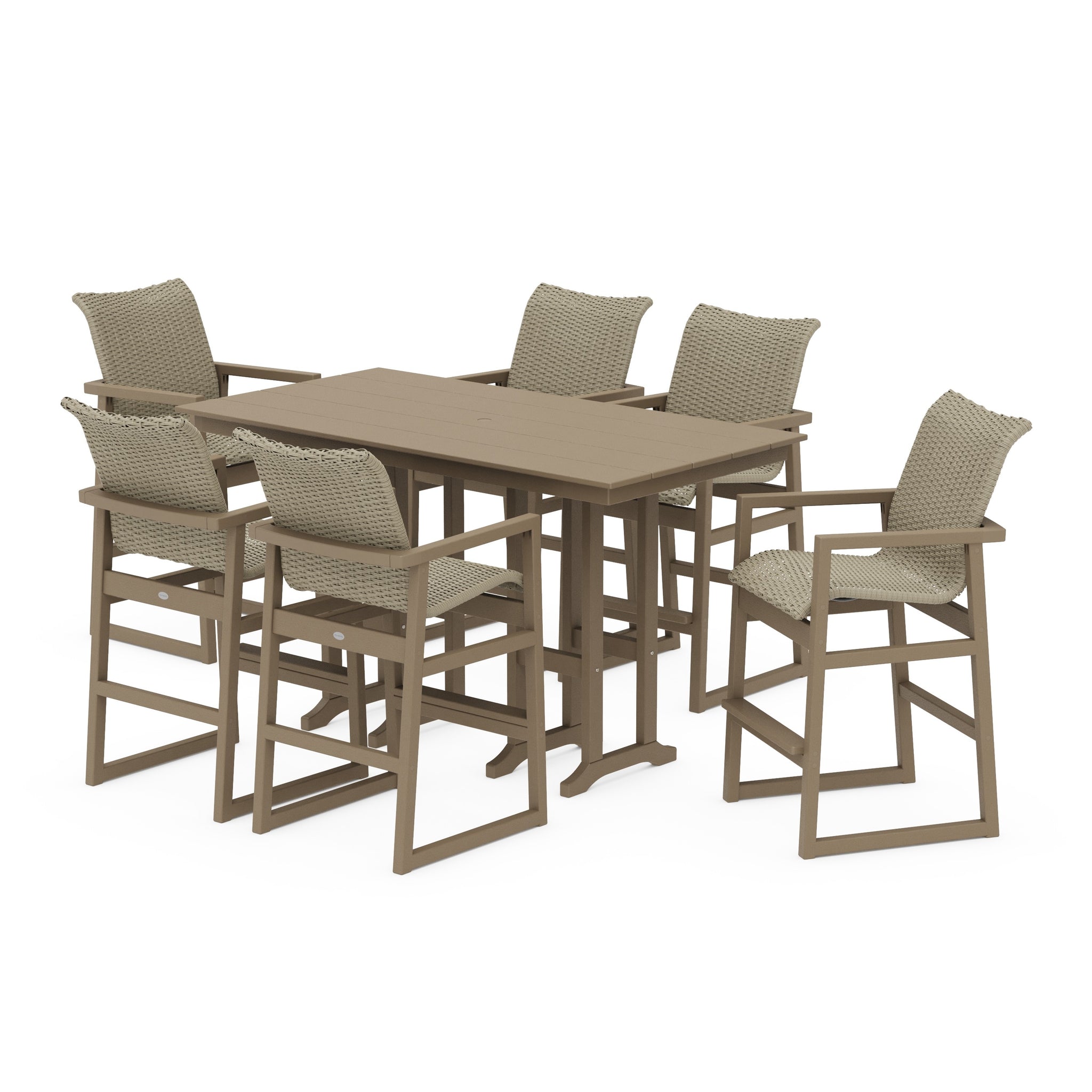 EDGE Woven Arm Chair 7-Piece Farmhouse Bar Set