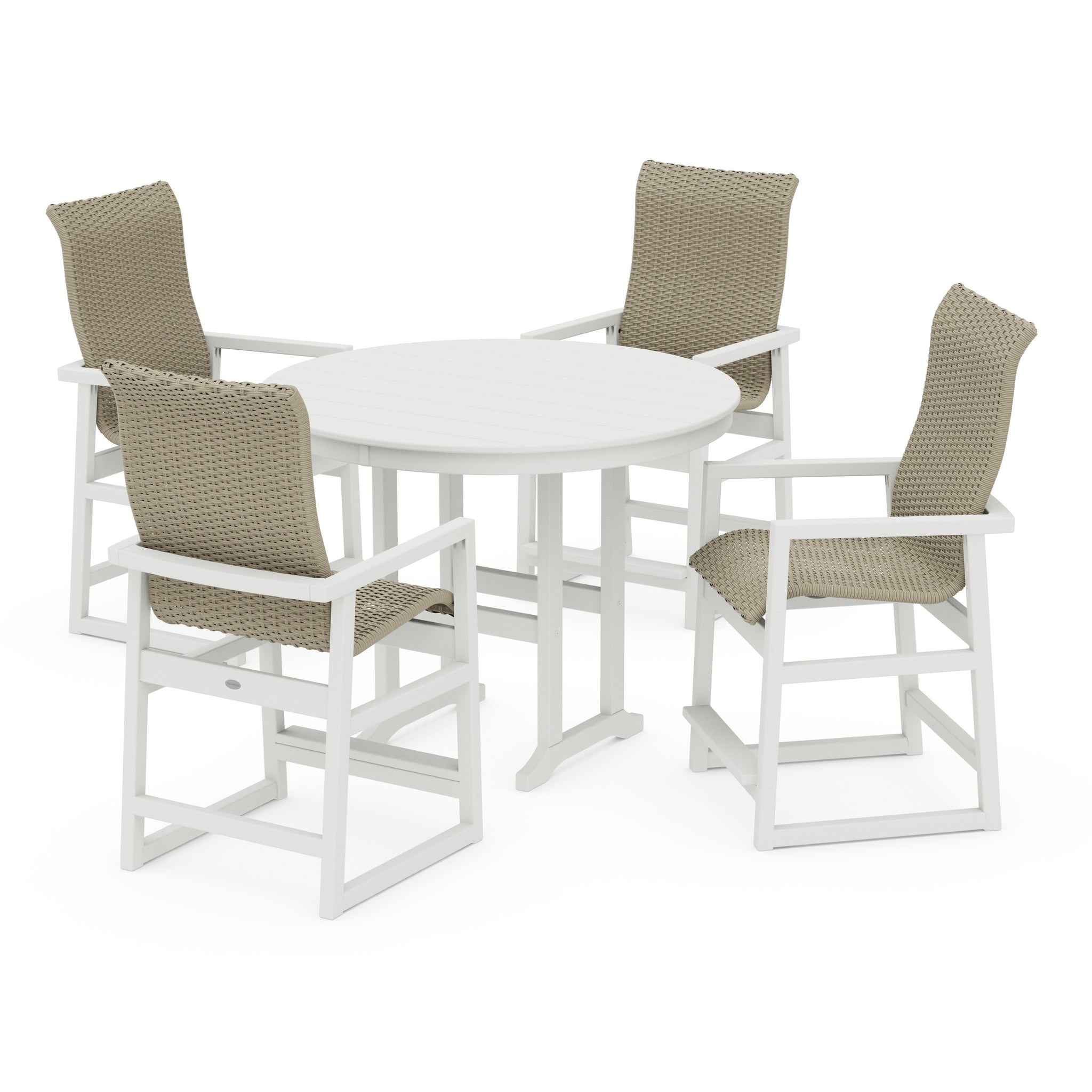 EDGE Woven Highback 5-Piece Round Farmhouse Counter Set