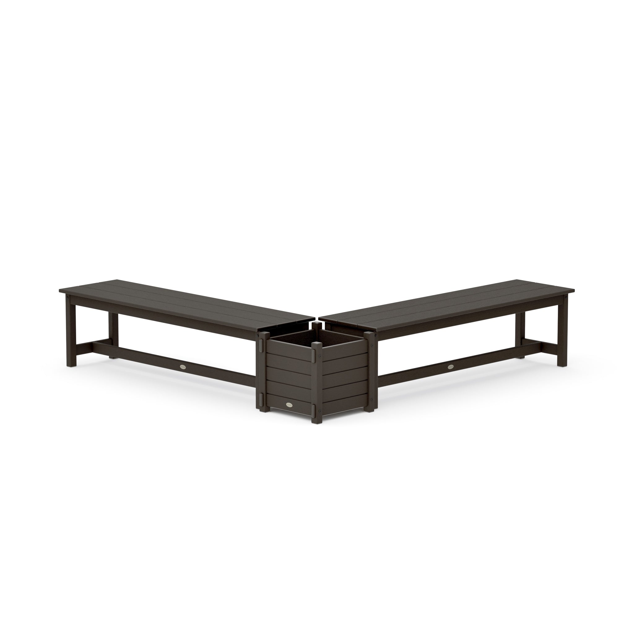 60" Nautical L- Shaped Planter Bench Set