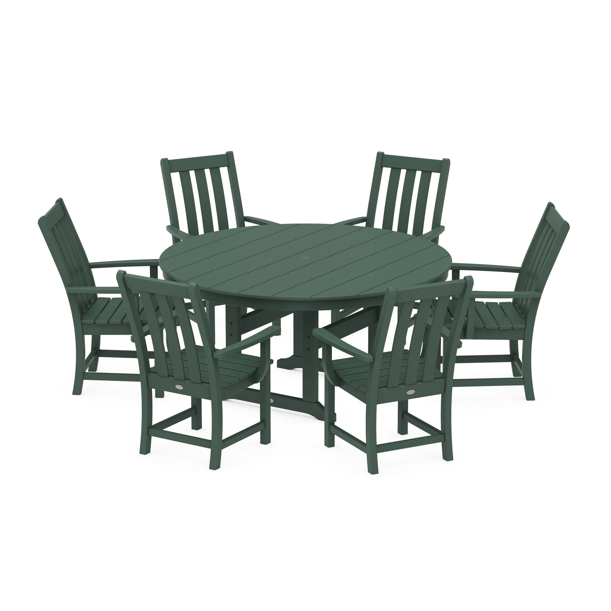 Vineyard 7-Piece Arm Chair Round Farmhouse Dining Set