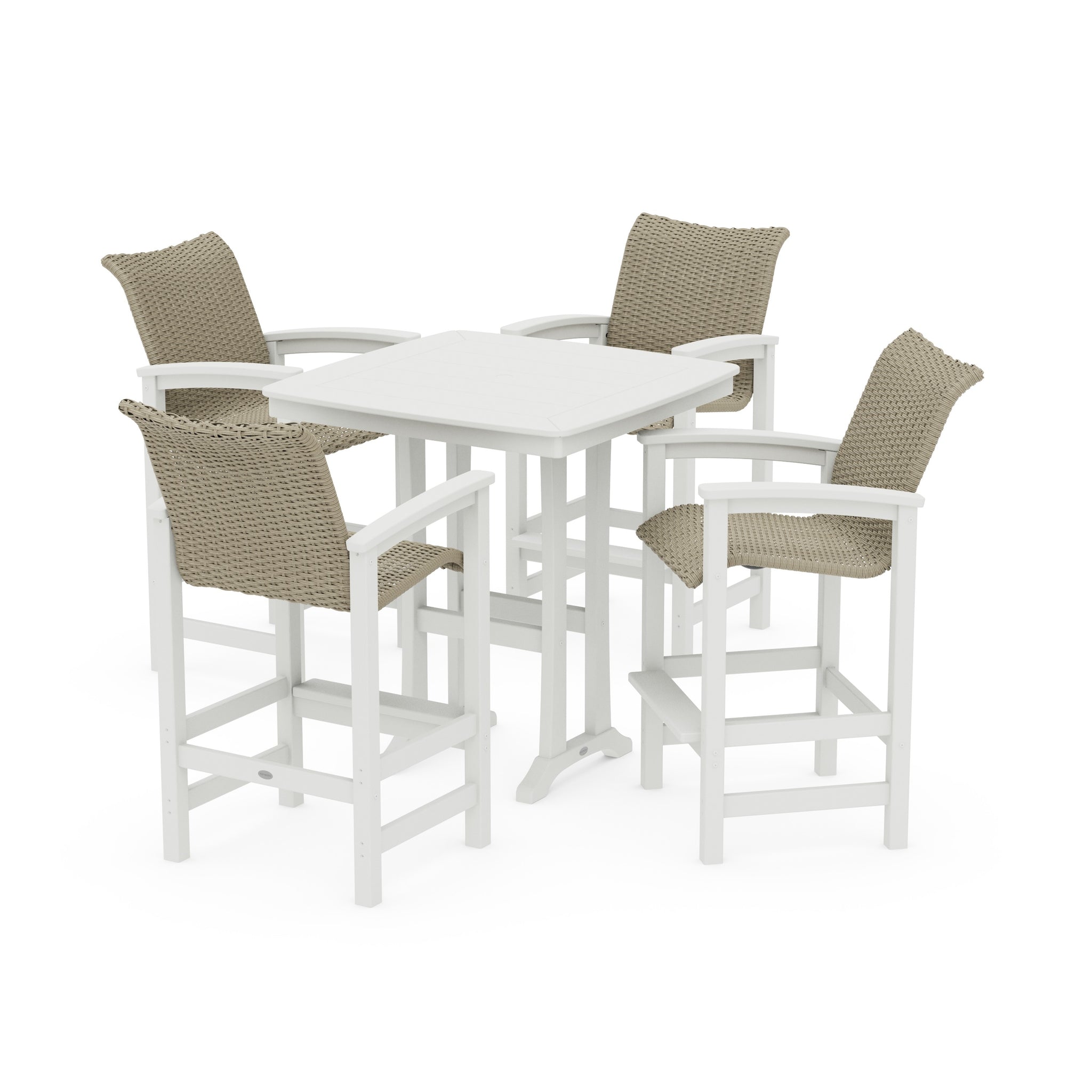 Coastal Woven 5-Piece Bar Set with Trestle Legs