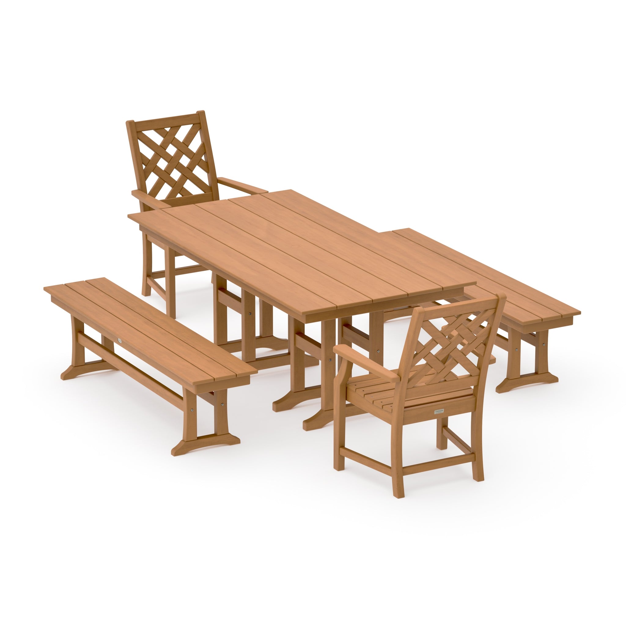 Wovendale 5-Piece Farmhouse Dining Set with Benches