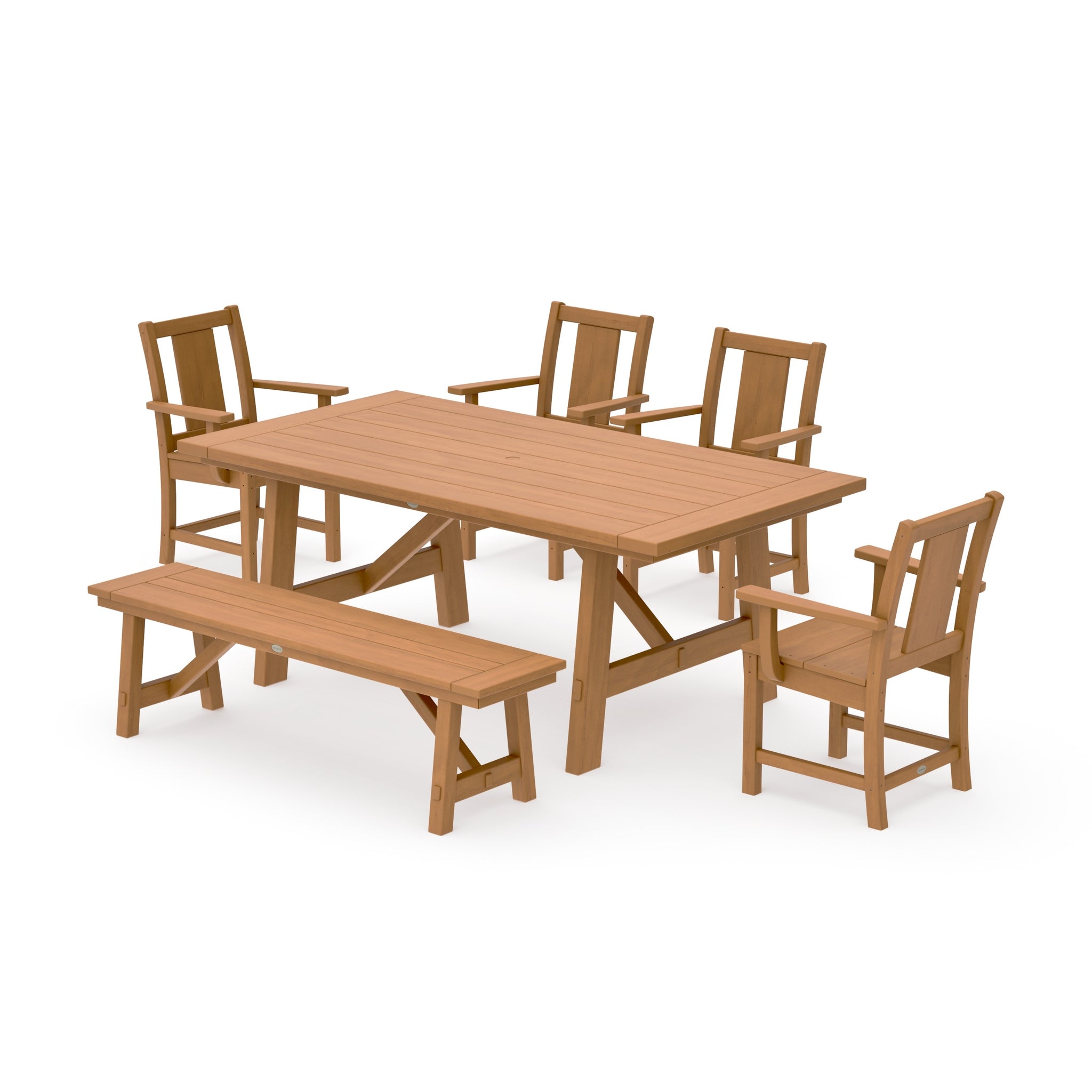 Prairie 6-Piece Rustic Farmhouse Dining Set with Bench