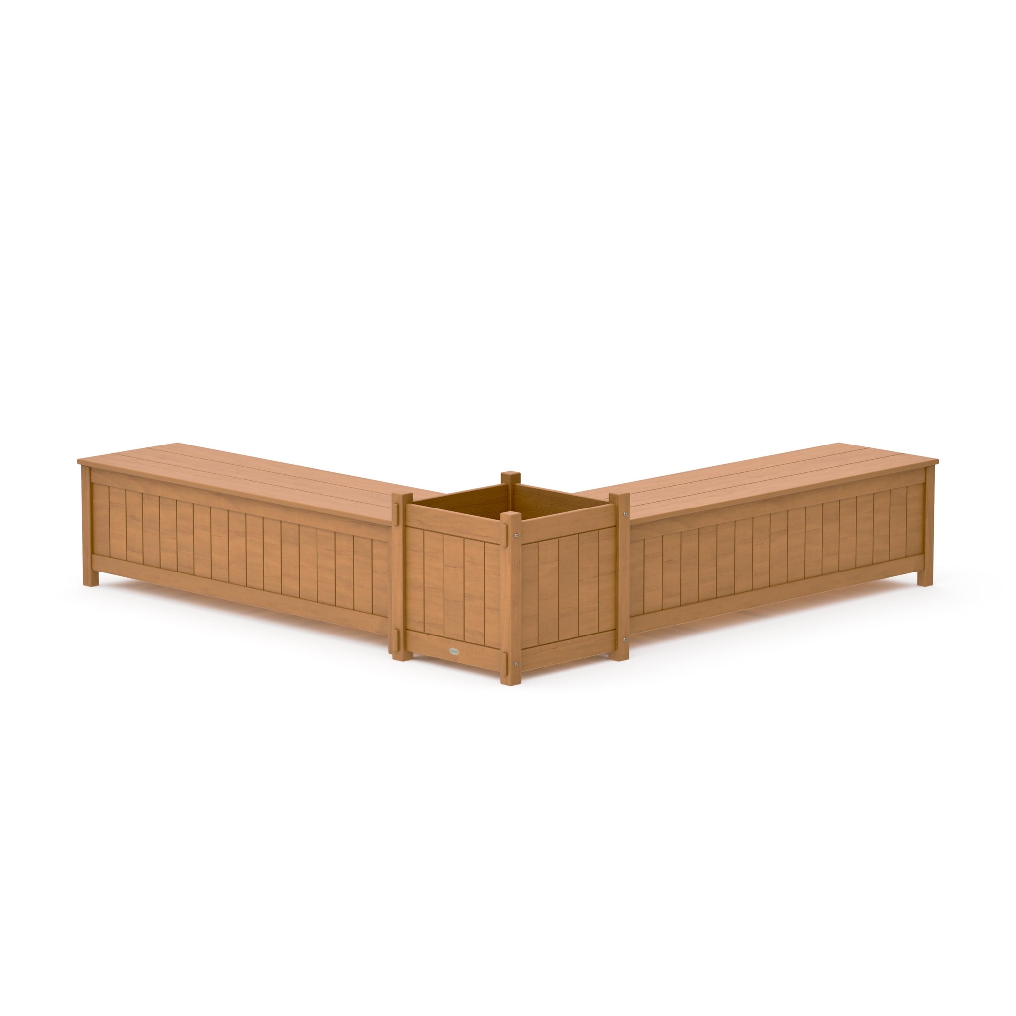 60" Vineyard L- Shaped Planter Storage Bench Set- Large