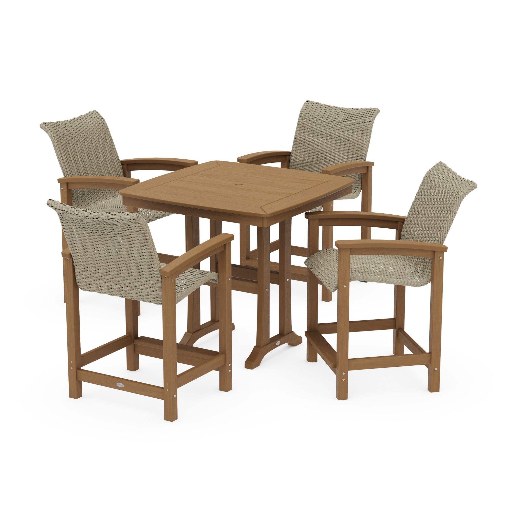 Coastal Woven 5-Piece Counter Set with Trestle Legs