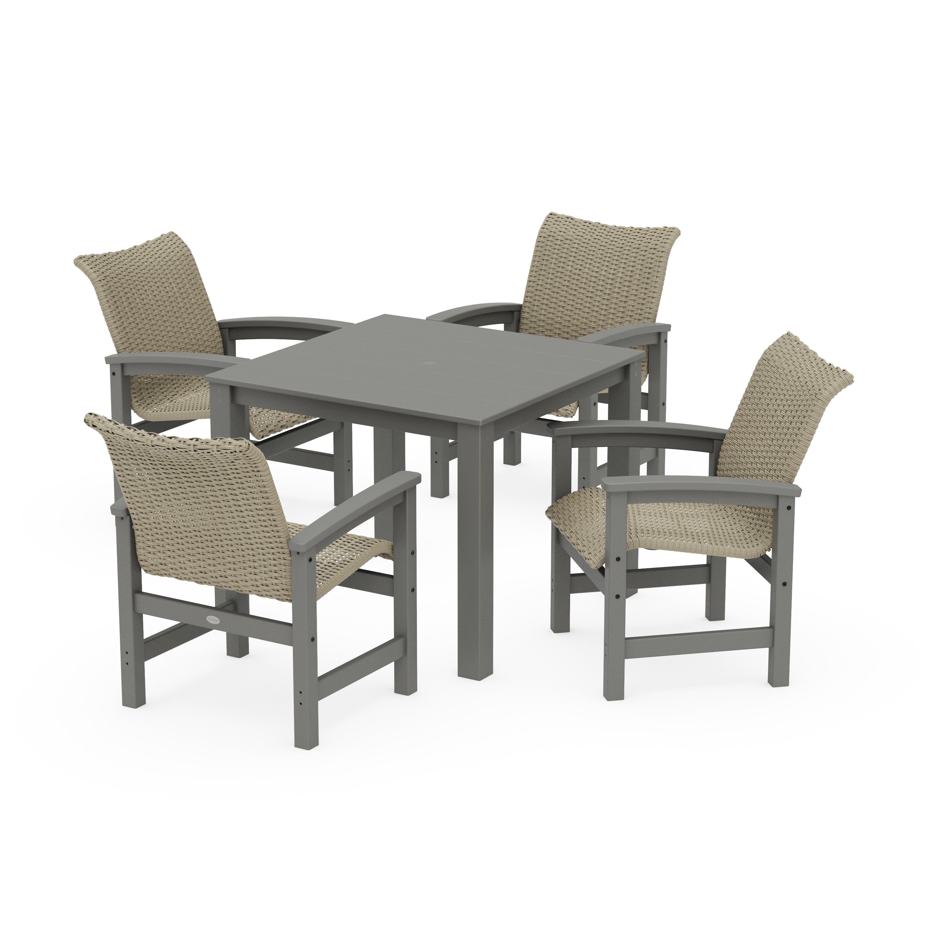 Coastal Woven 5-Piece Parsons Dining Set