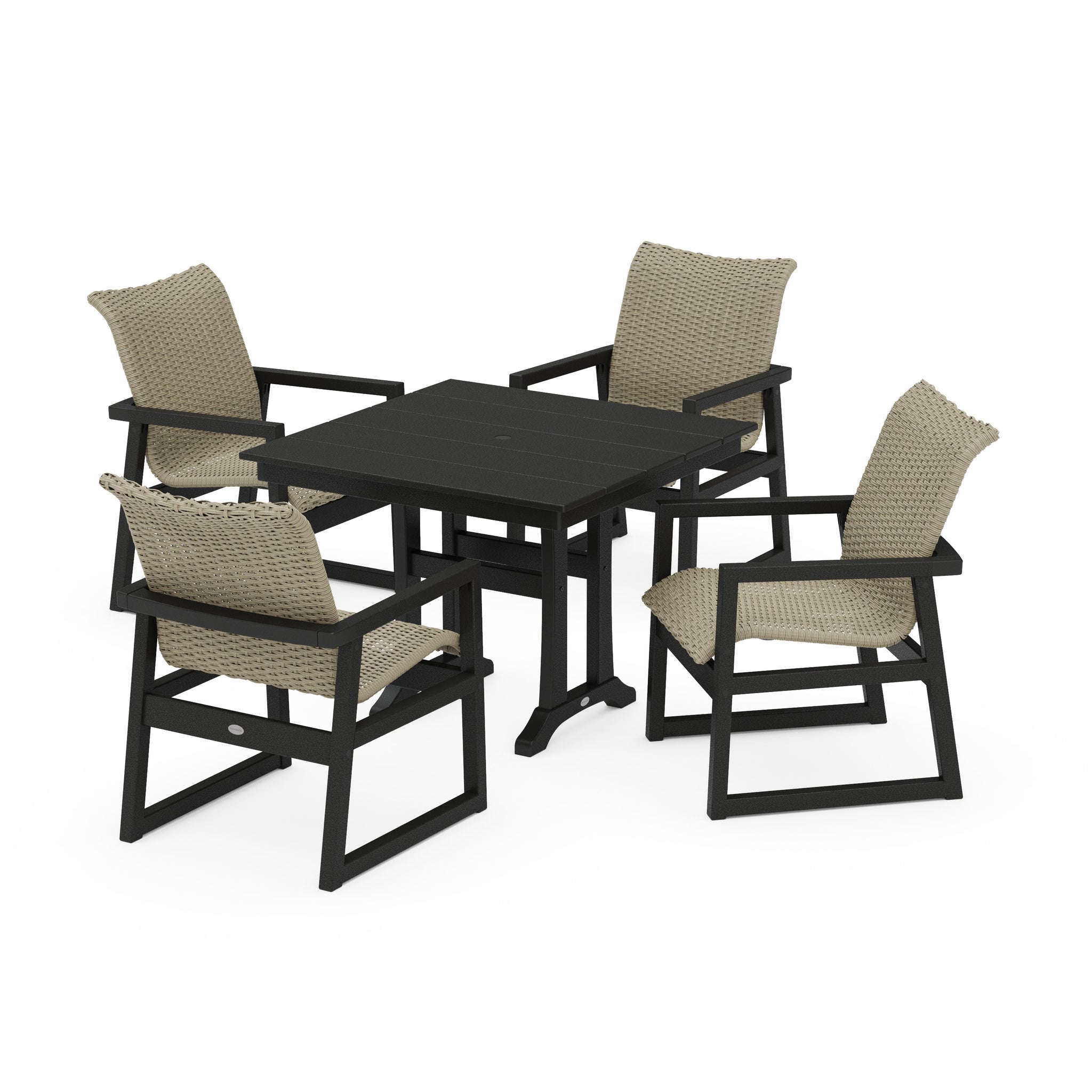 EDGE Woven 5-Piece Farmhouse Dining Set with Trestle Legs