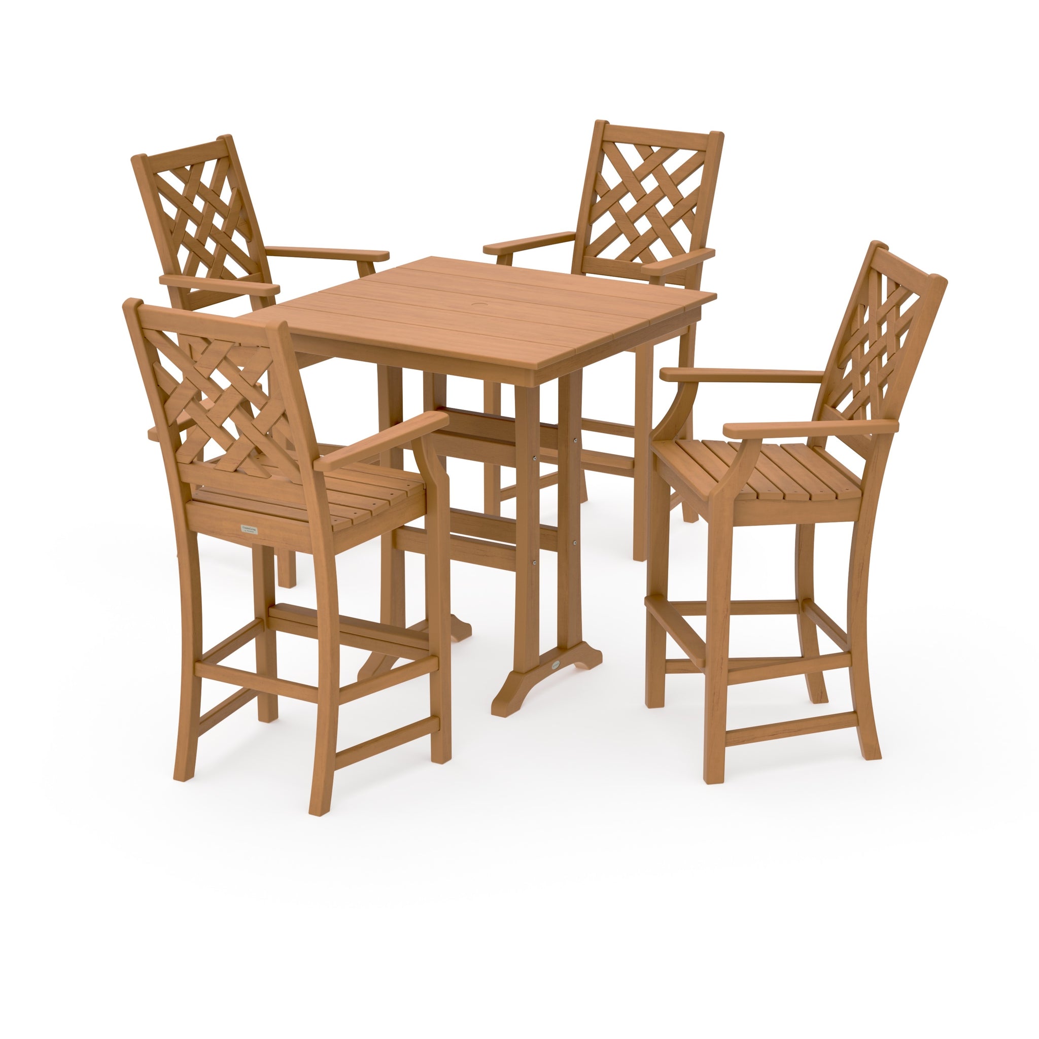 Wovendale 5-Piece Farmhouse Bar Set with Trestle Legs
