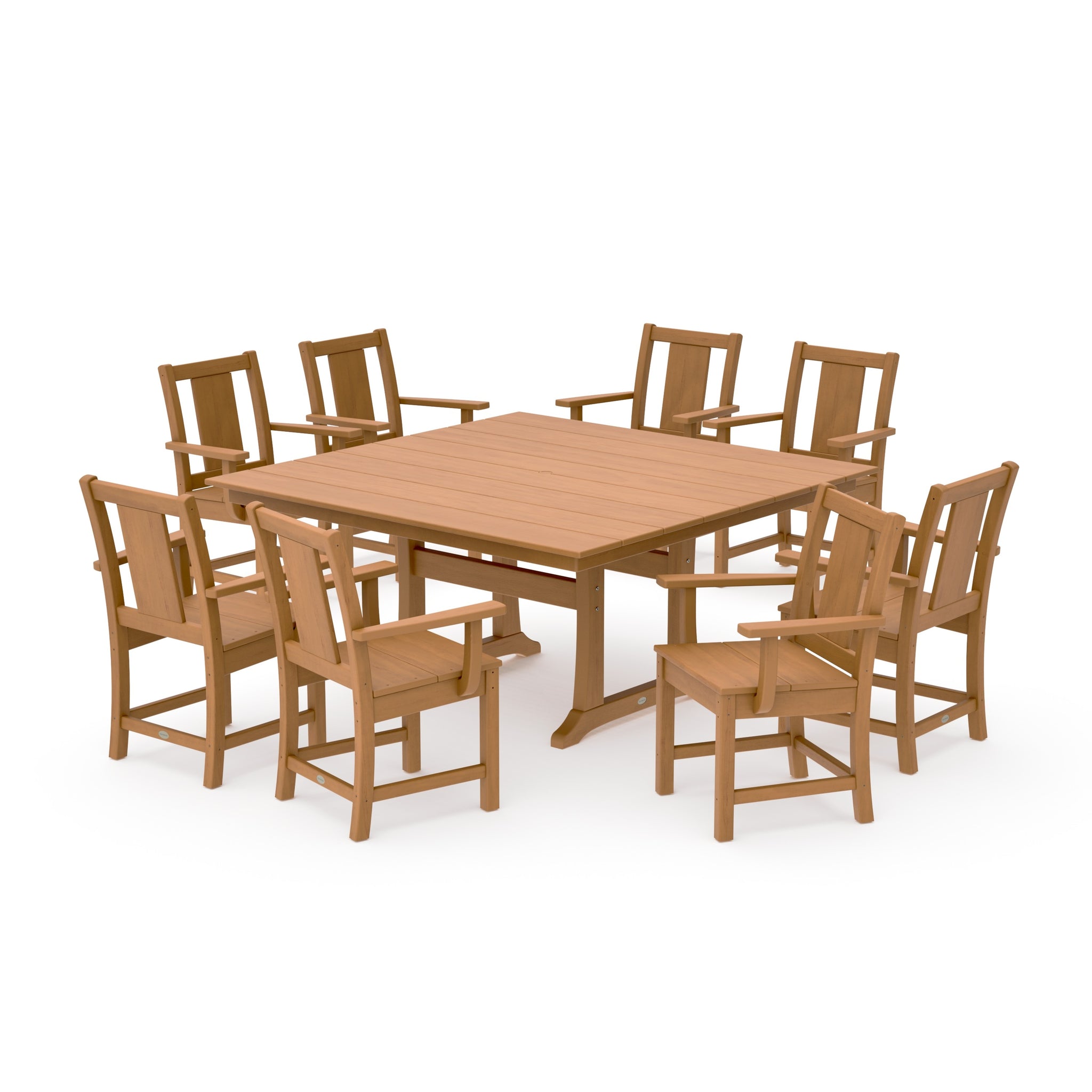 Prairie 9-Piece Square Farmhouse Dining Set with Trestle Legs
