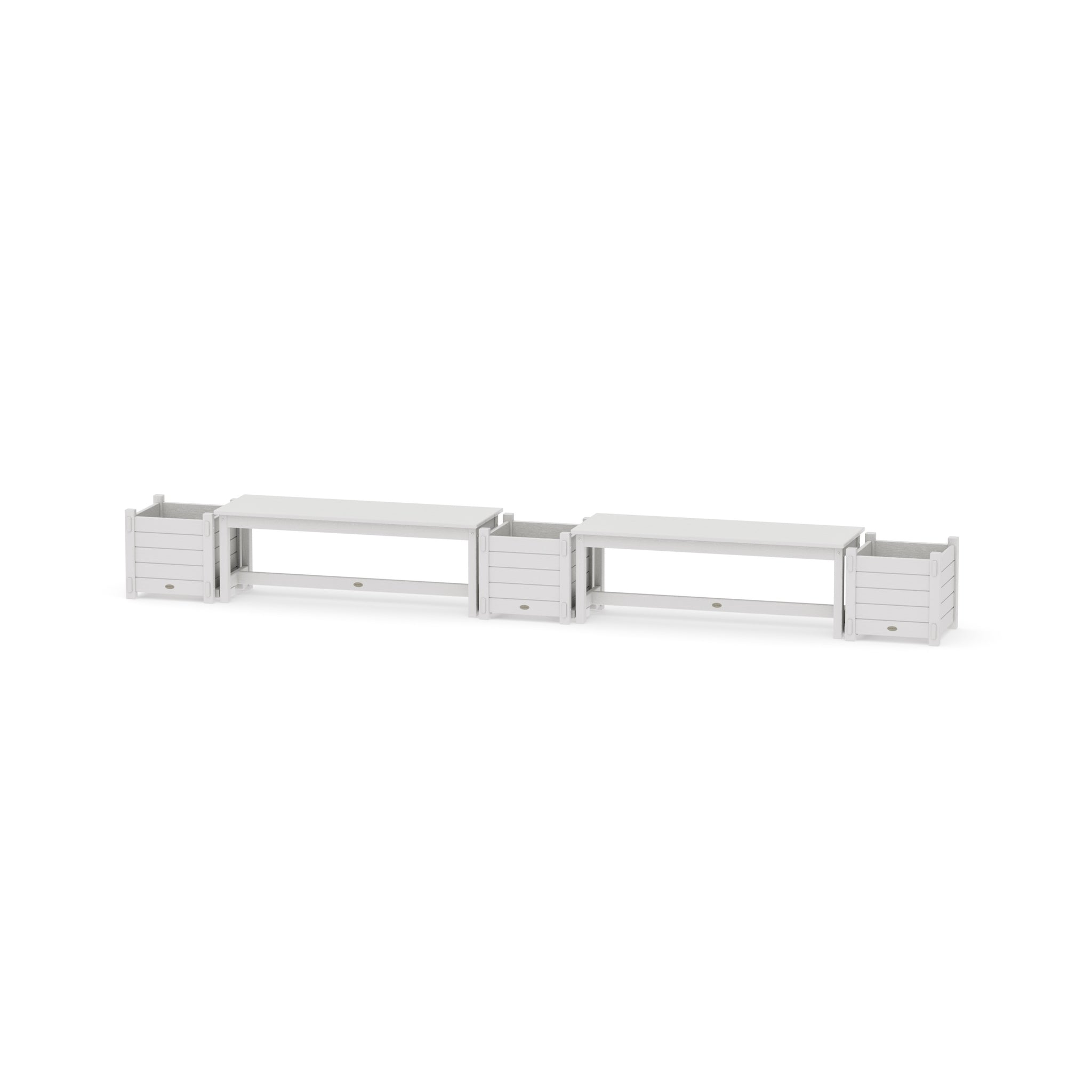 48" Nautical Straight Double Planter Bench Set