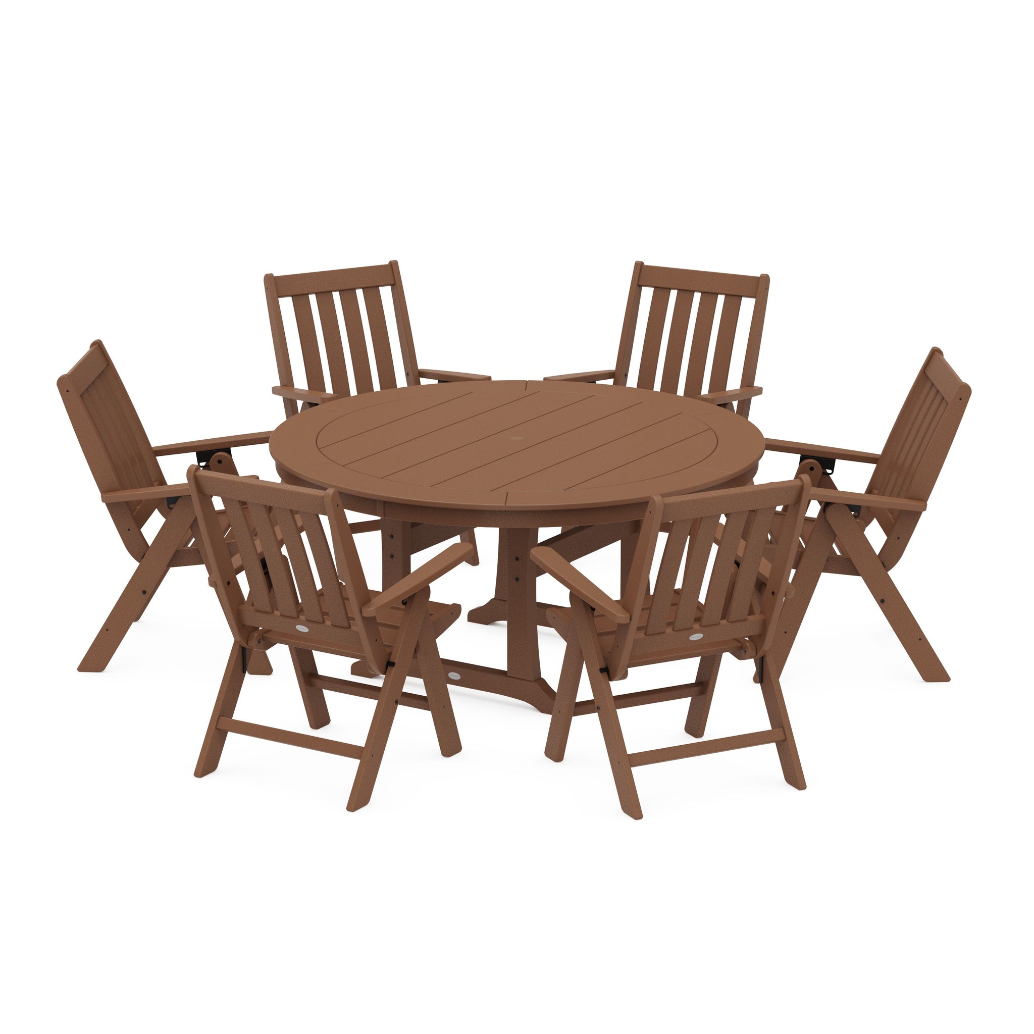 Vineyard Folding 7-Piece Side Chair Round Dining Set