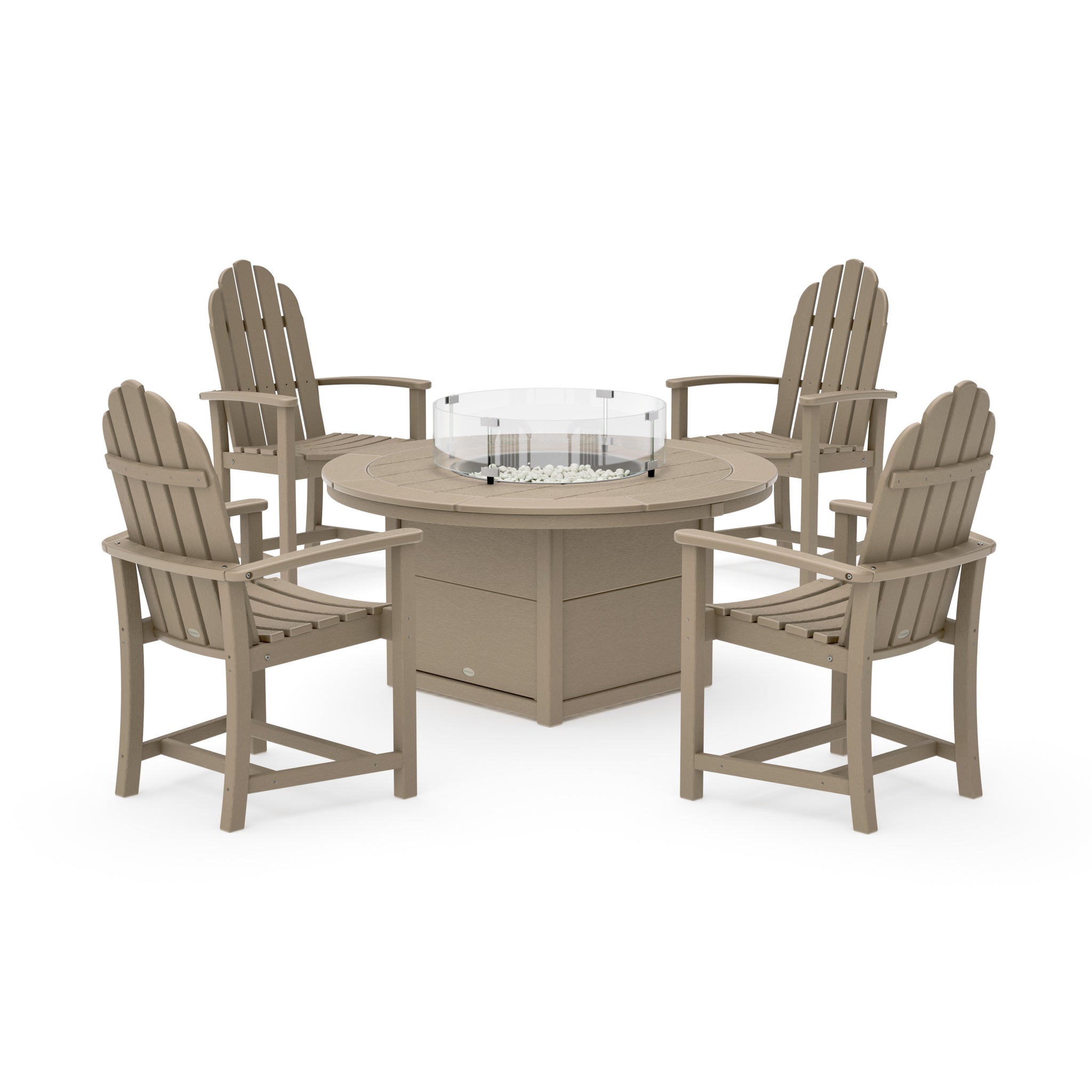 Classic 4-Piece Upright Adirondack Conversation Set with Fire Pit Table
